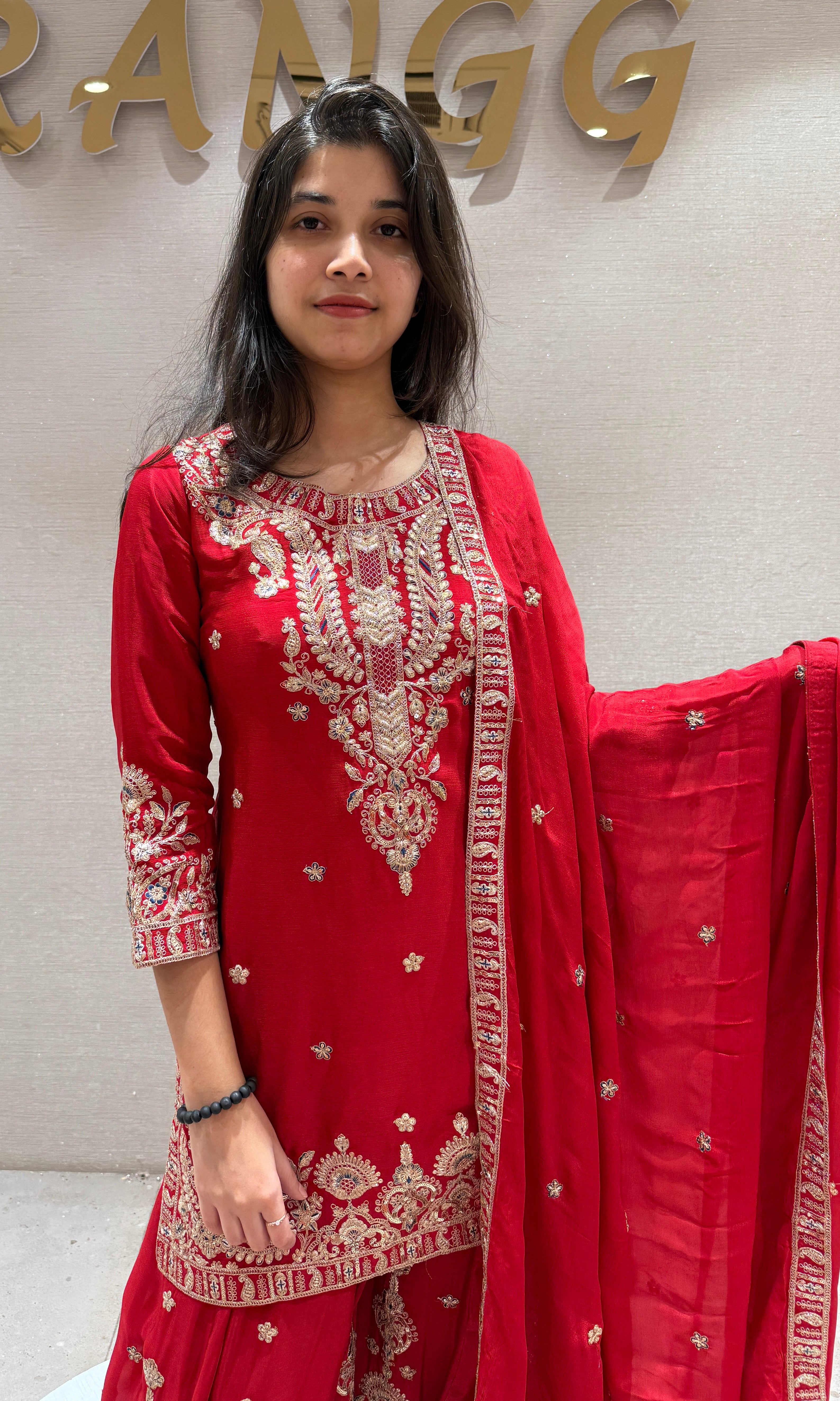 Royal Red embroidered Sharara Set