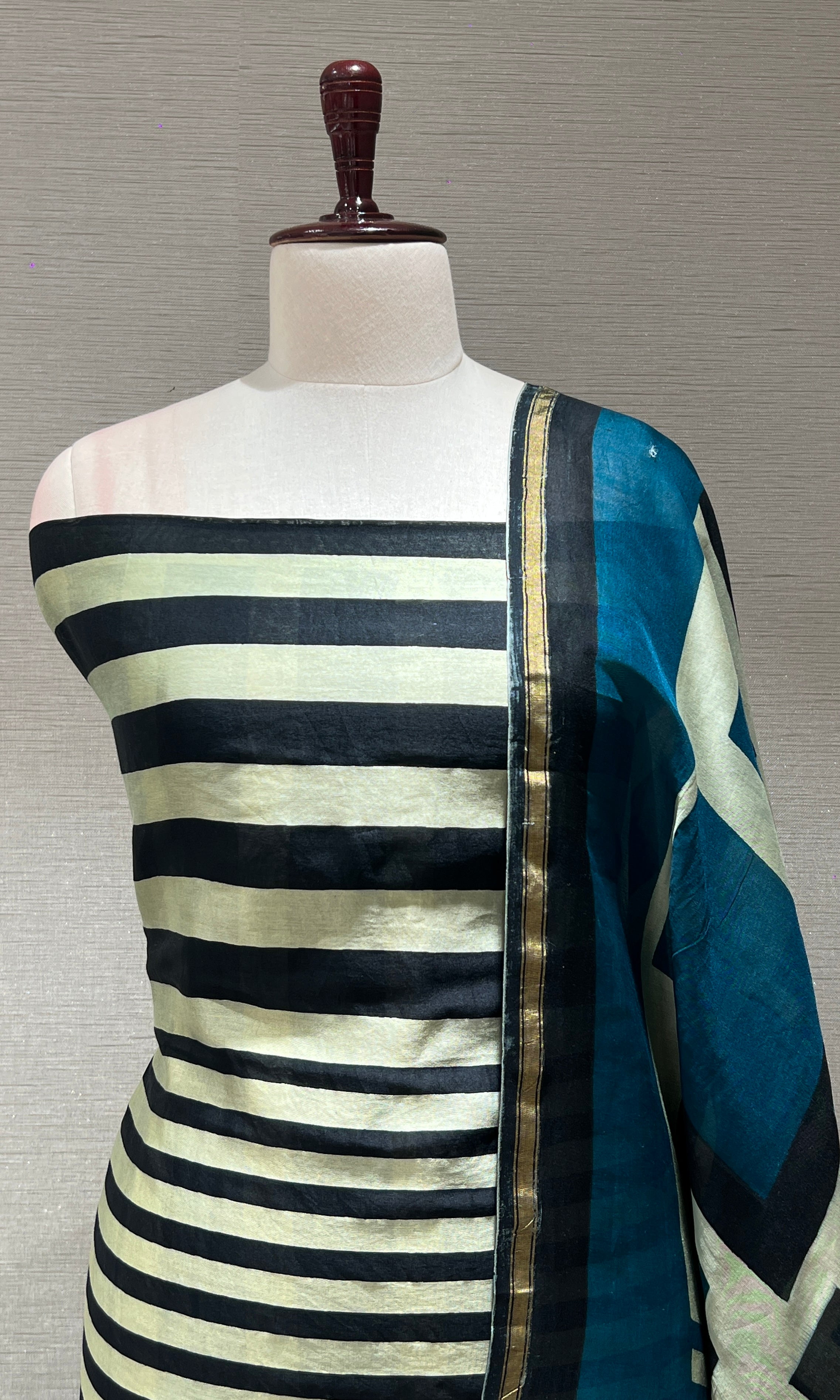 GREEN STRIPES DRESS MATERIAL