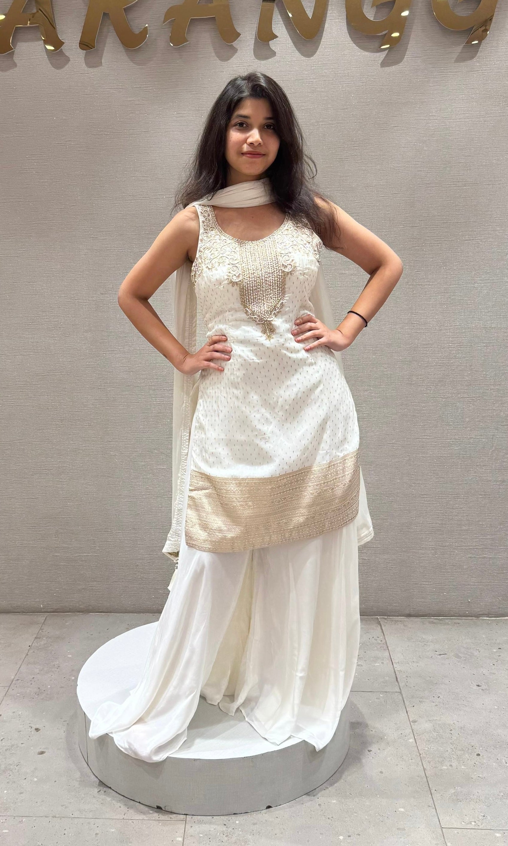 WHITE & Gold Elegance Sharara Set