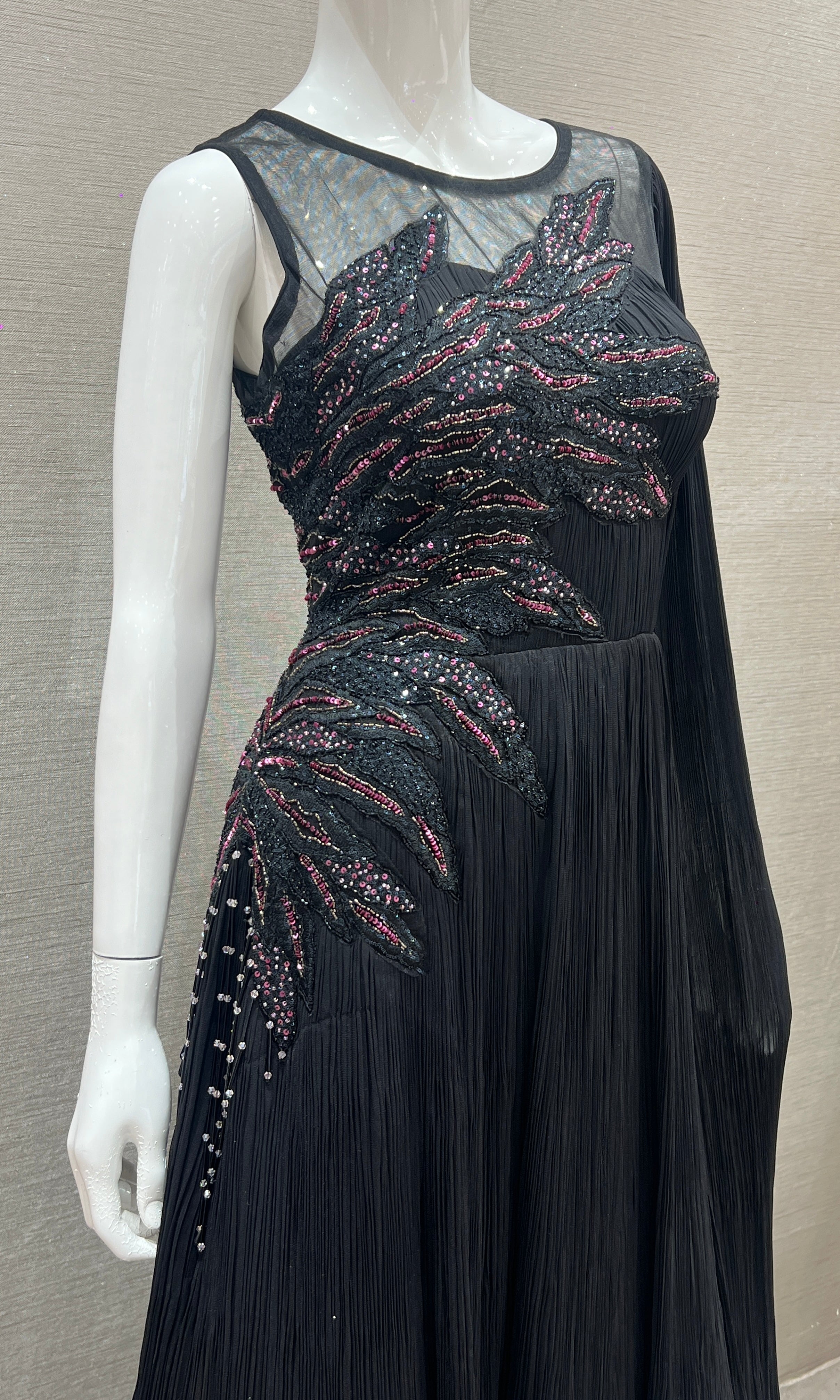 Black designer long dress