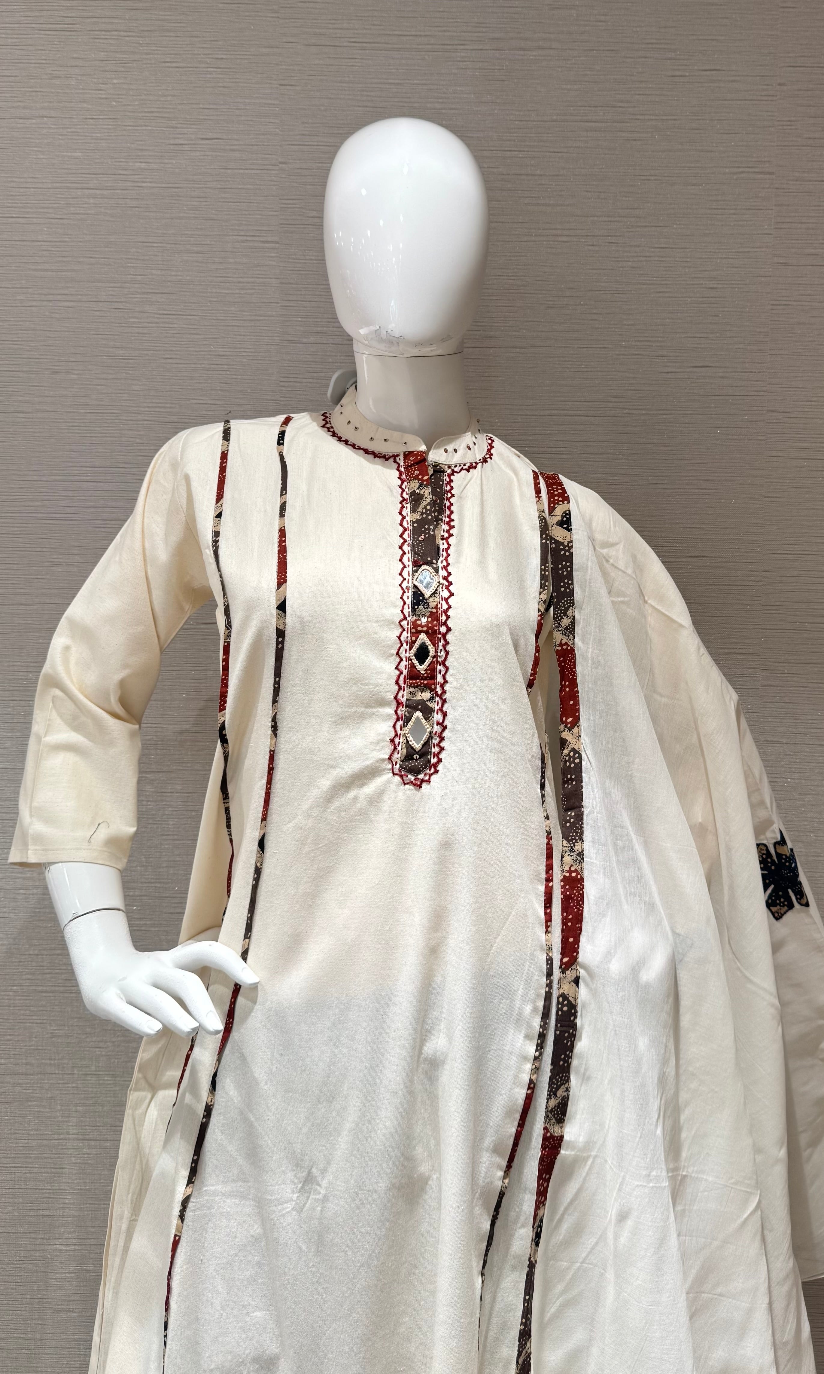White Red and Black Embroidery A line set