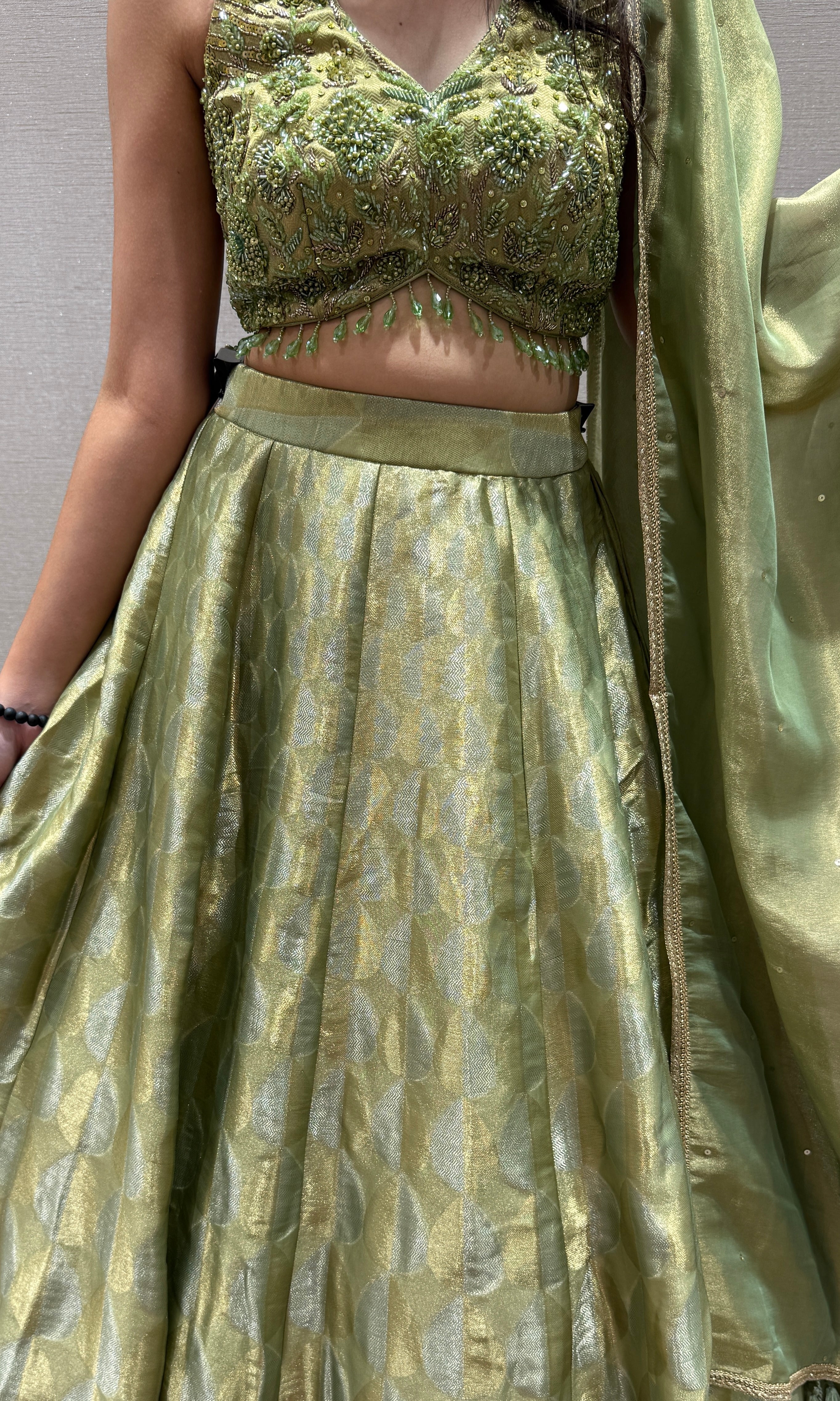 Pistachio Green Embroidered Lehenga Set