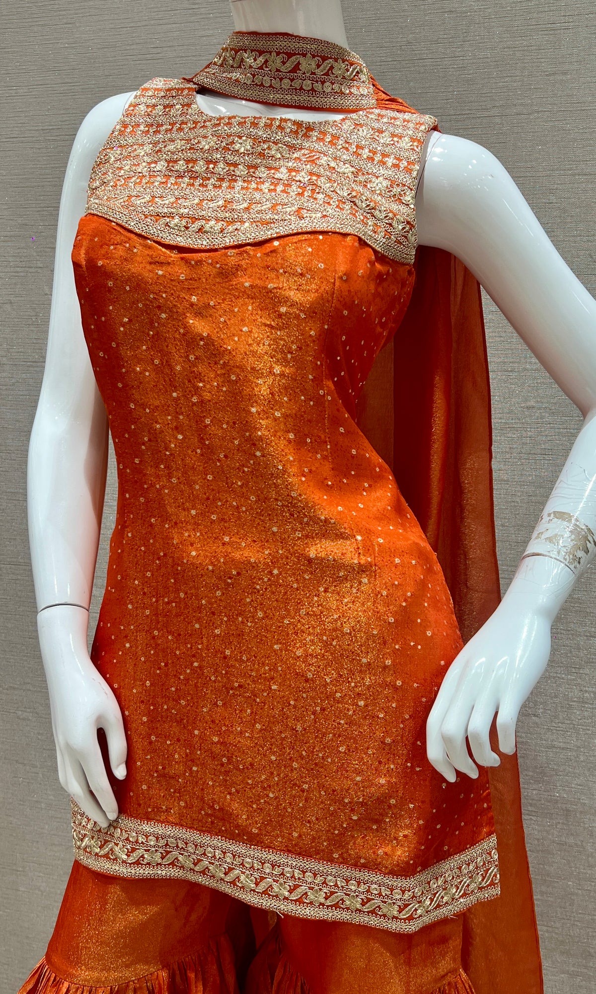 Orange Embroidered Sharara Set