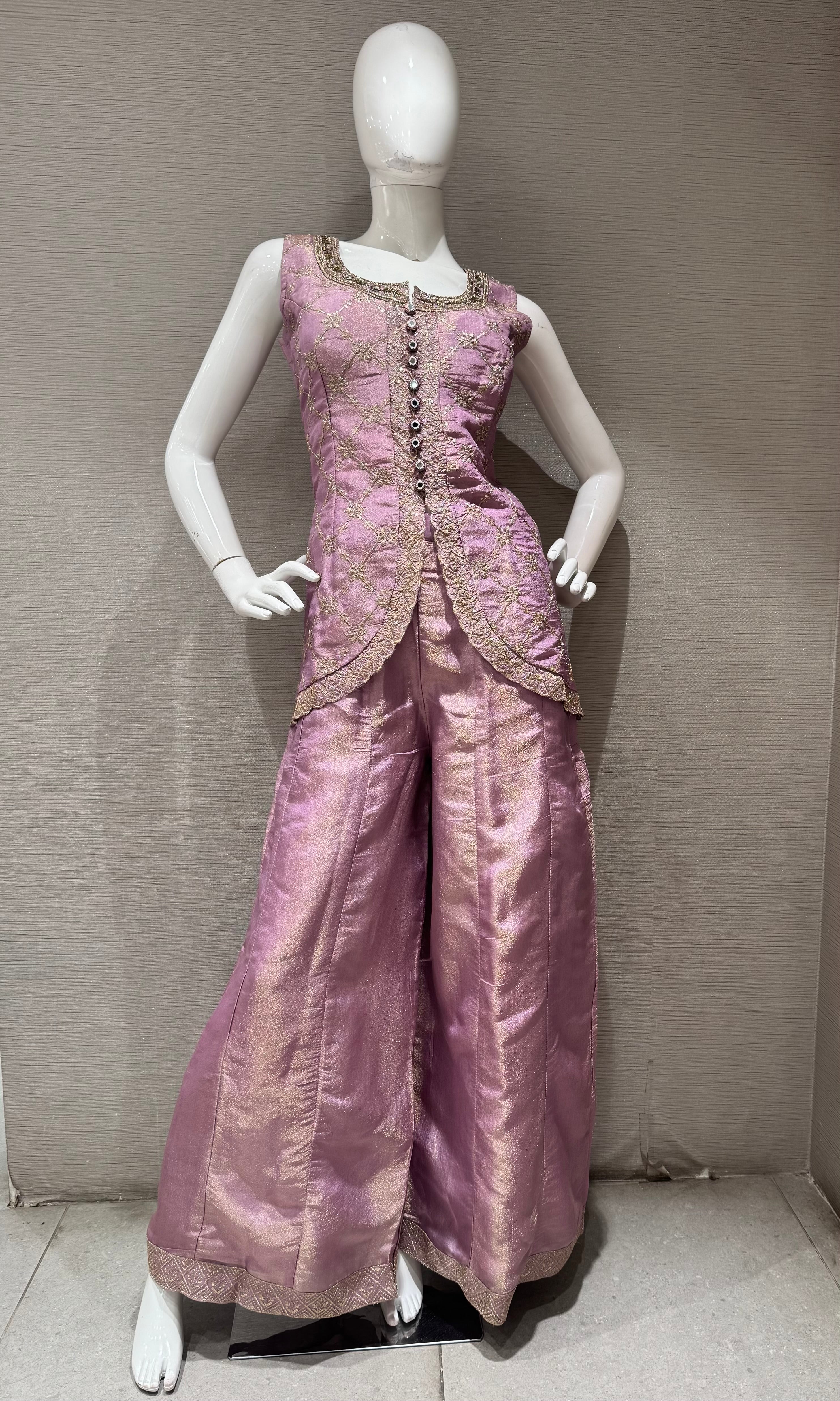 Lavender Pink Embroidered Sharara set with Dupatta