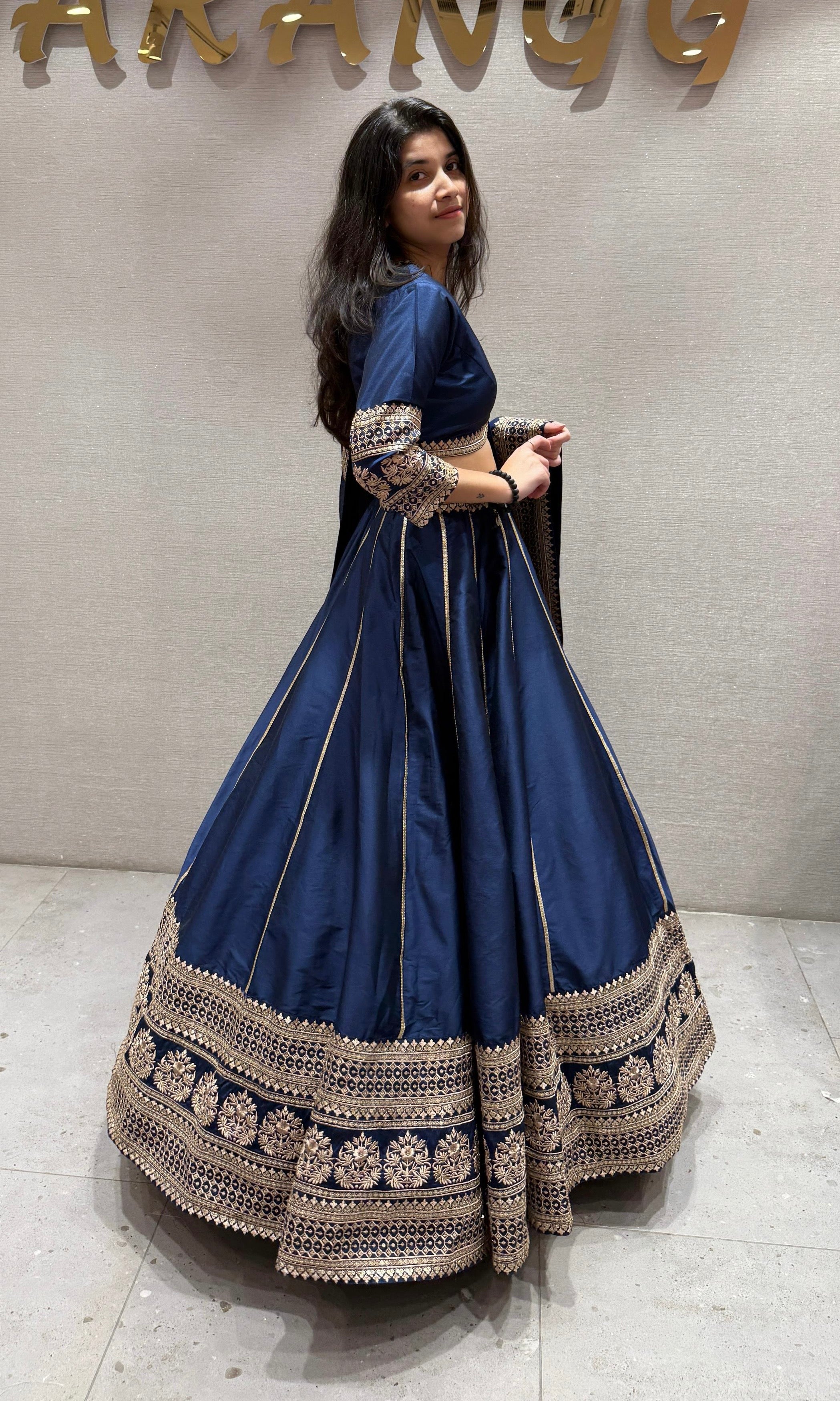 ROYAL BLUE RAW SILK LEHENGA