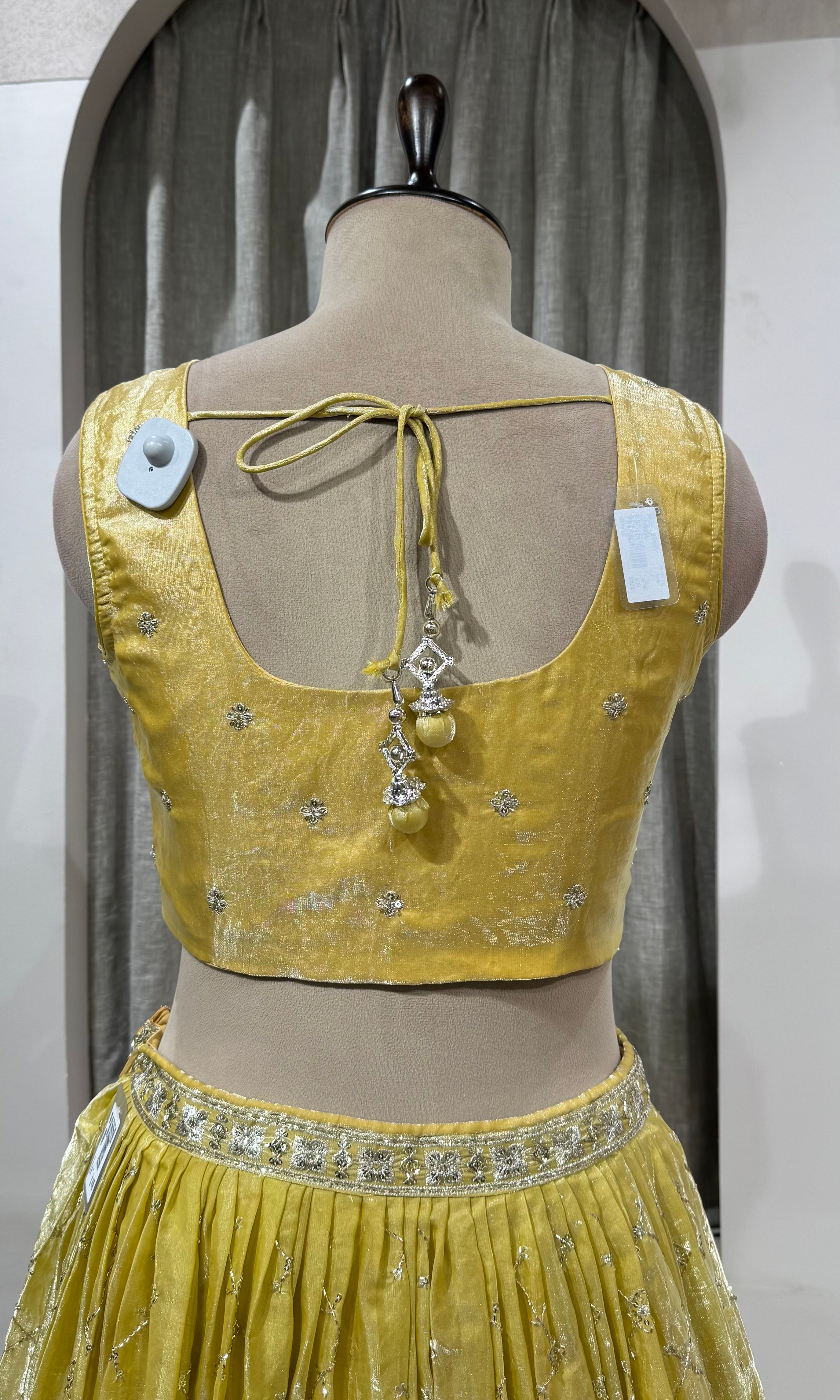 Light Yellow Georgette Lehenga with Silver Border