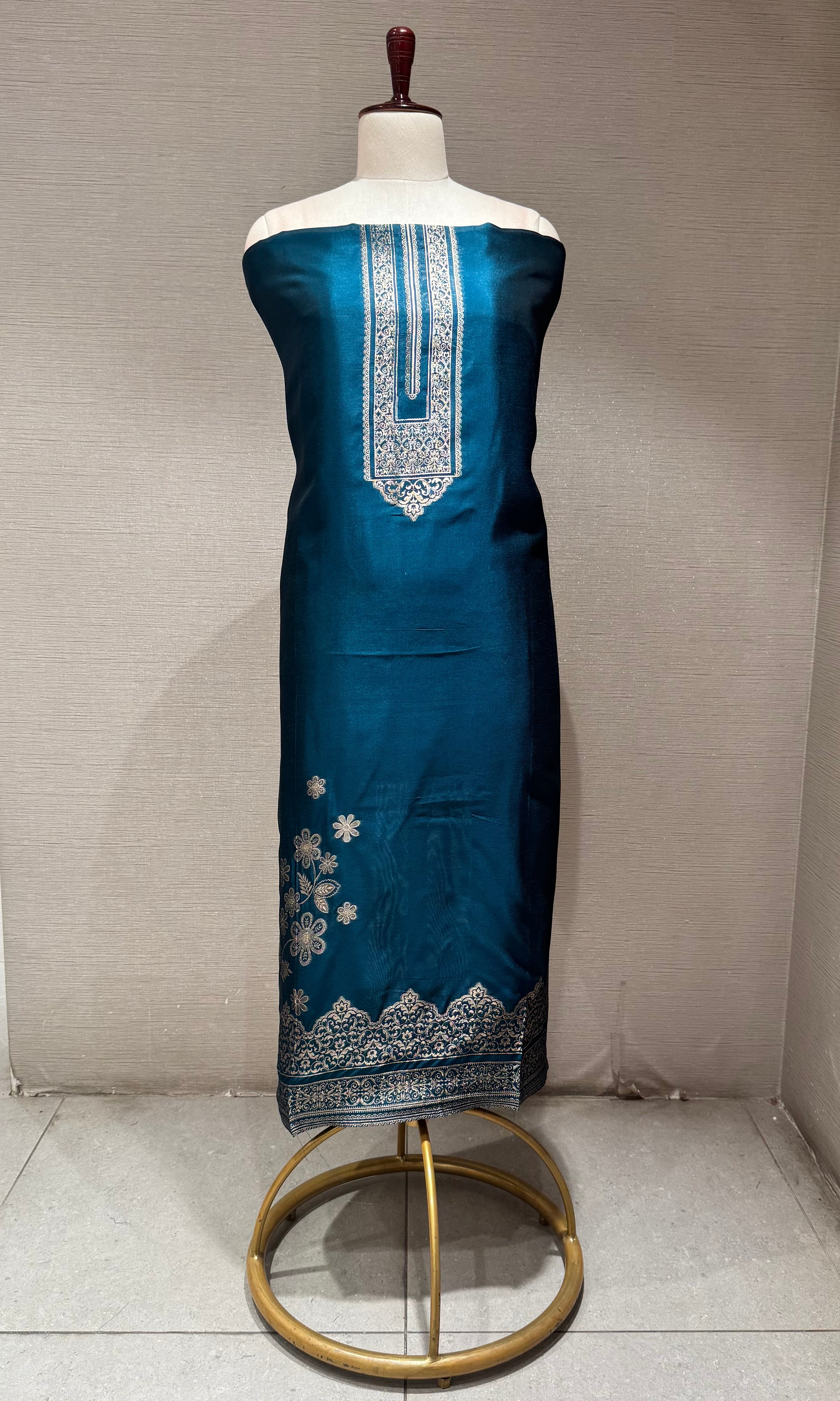 Blue Embroidered Salwar Dress material
