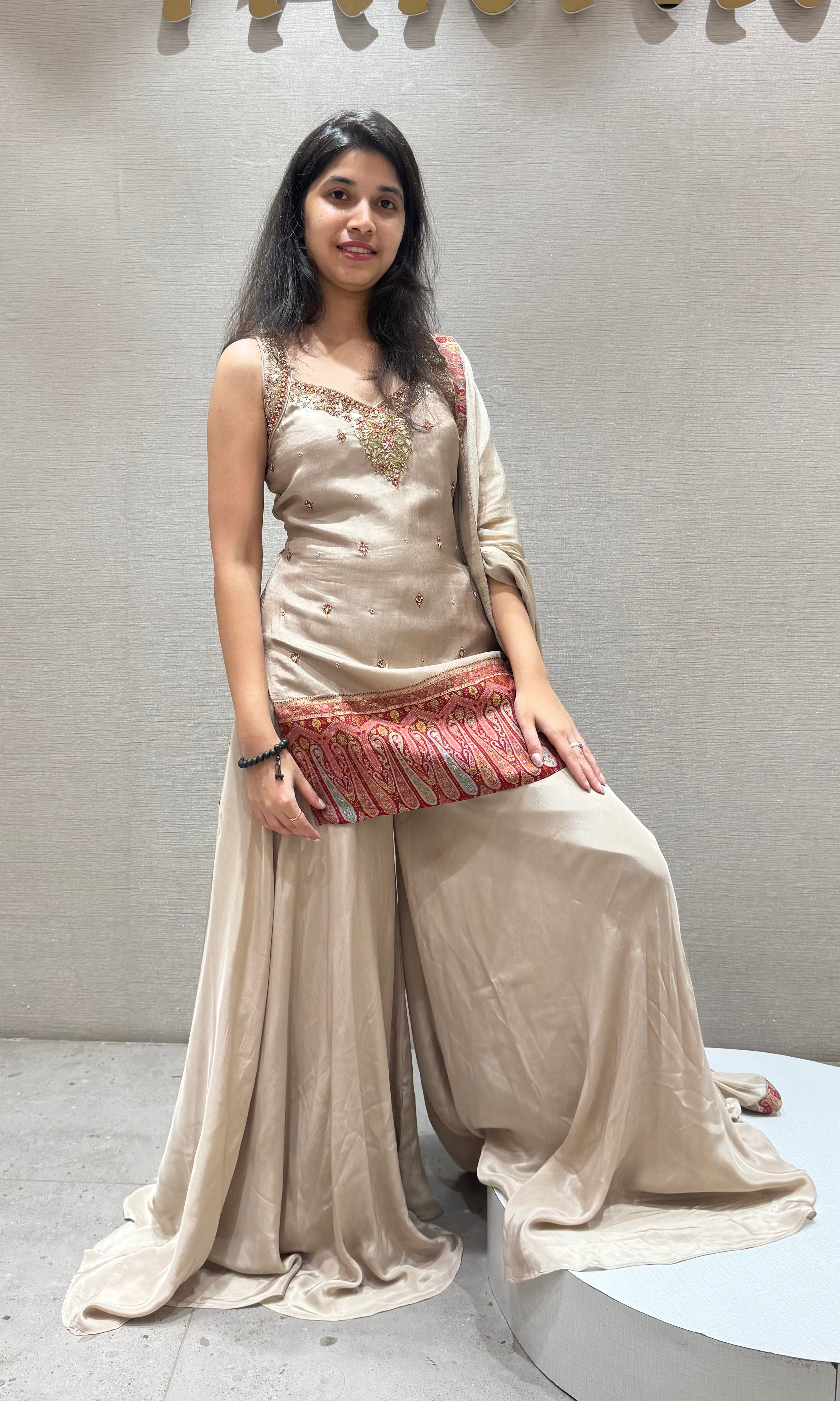 Cream EMBROIDERED SHARARA SET