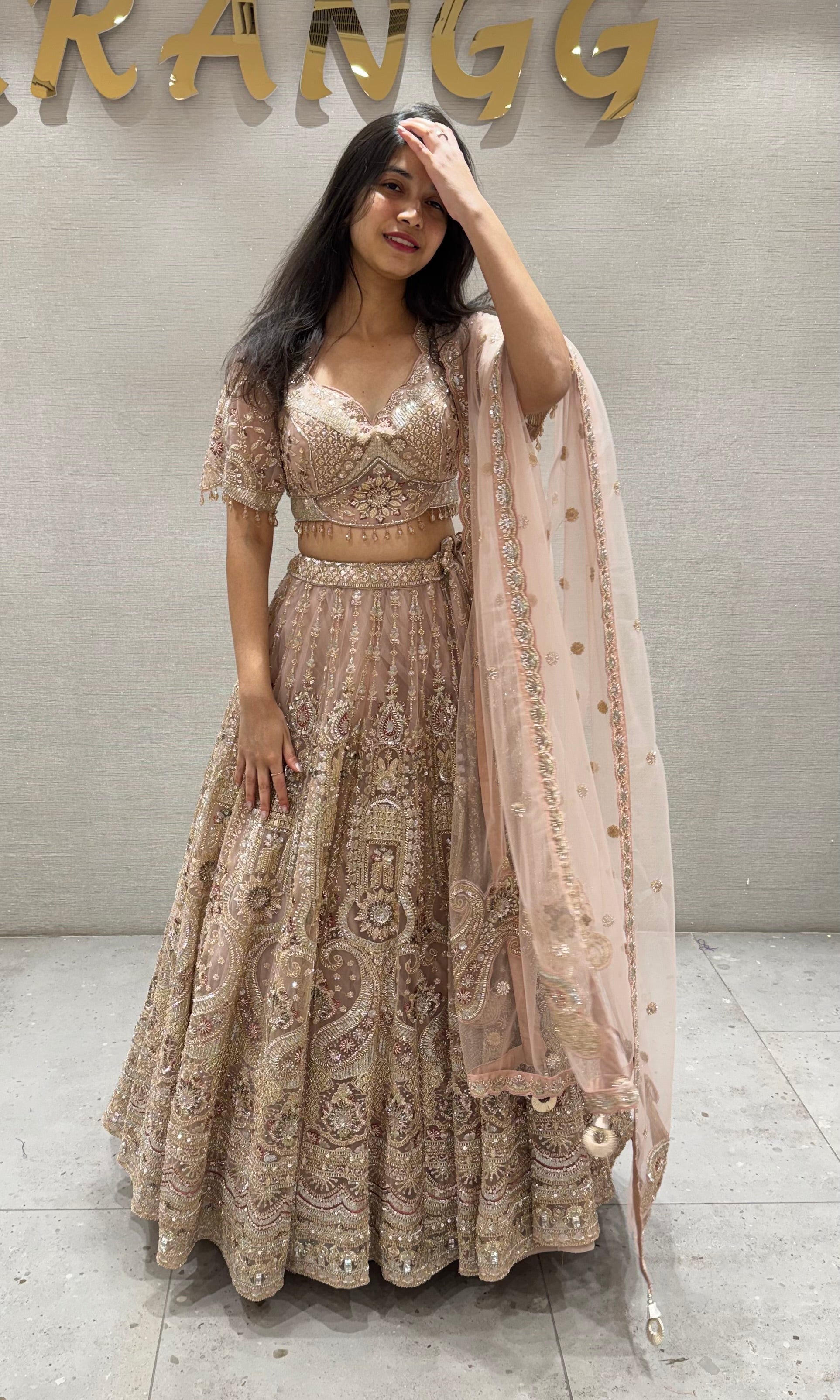 Peach INTRICATE EMBROIDERED LEHENGA