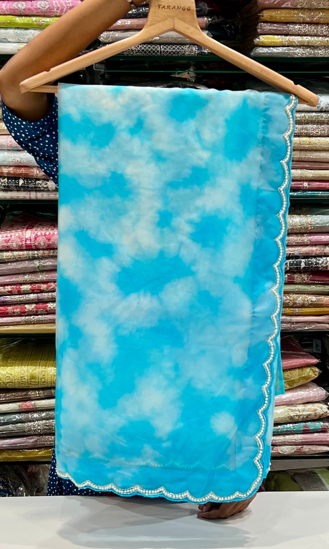 Blue Tie and Dye saree with ready blouse