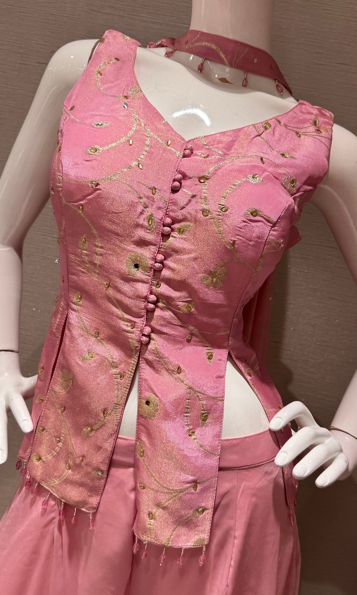 ROSE PINK Georgette PEPLUM PALAZZO SET