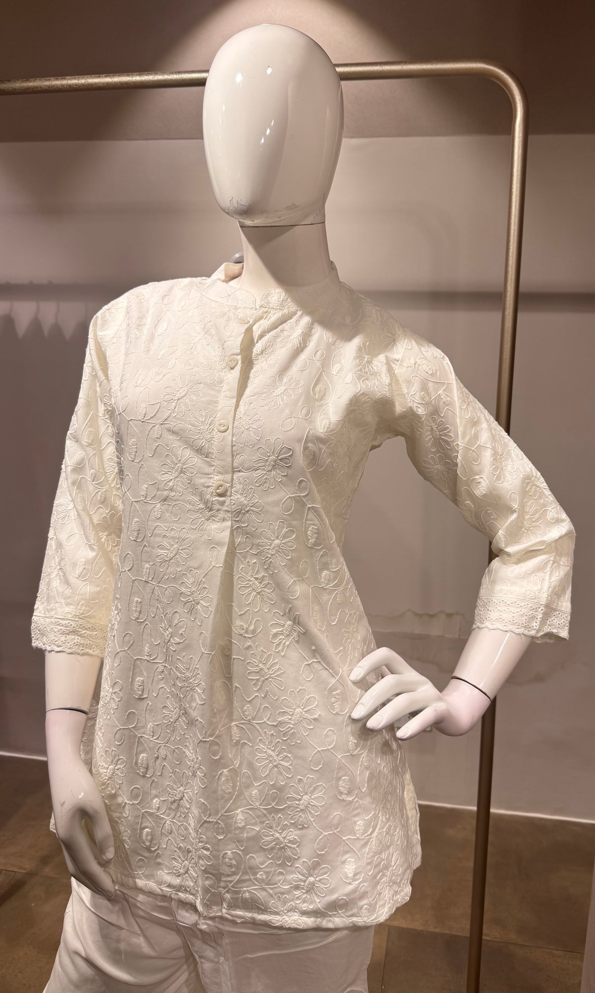 white Cotton Ethnic Co-ord Set