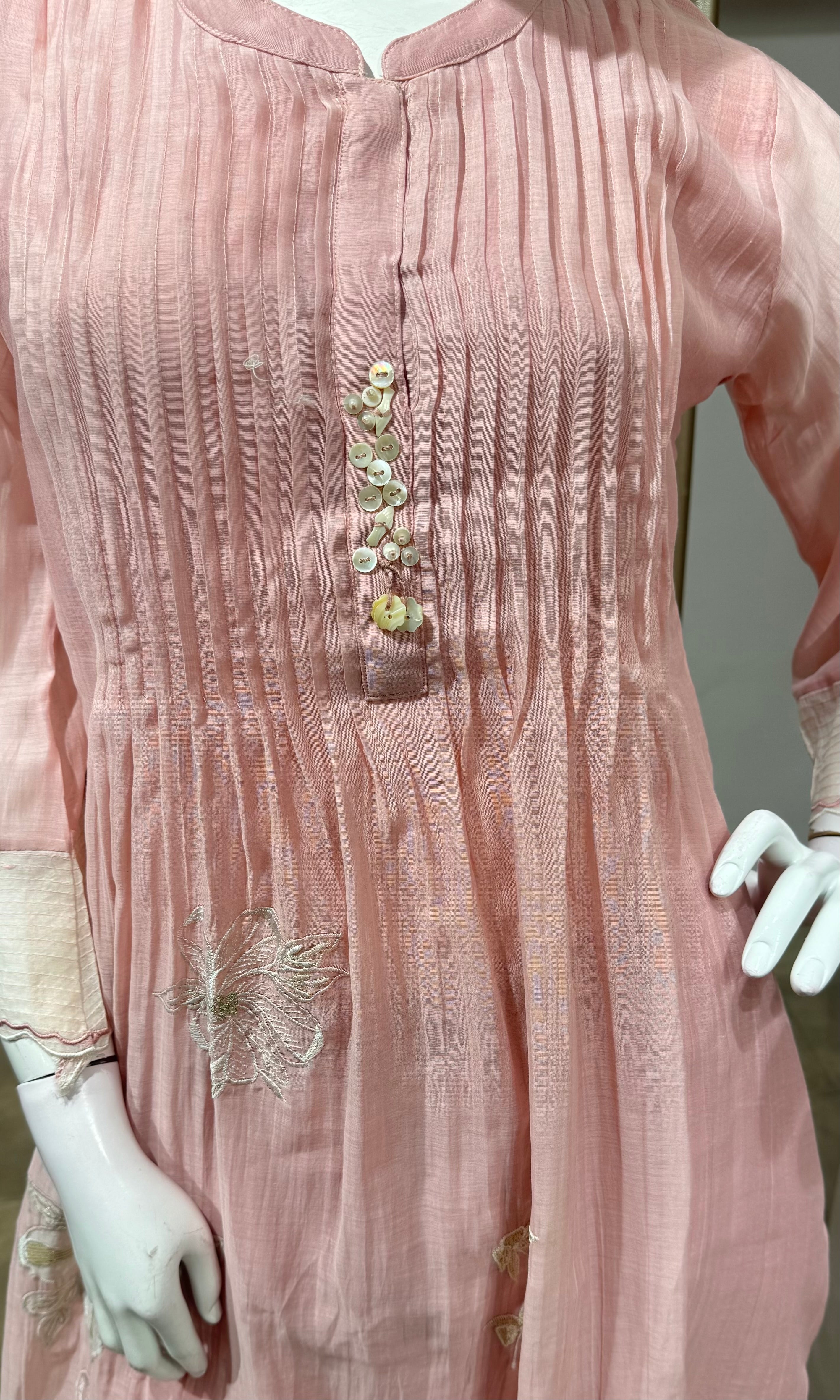 Blush Pink Embroidered Kurta Set with Dupatta
