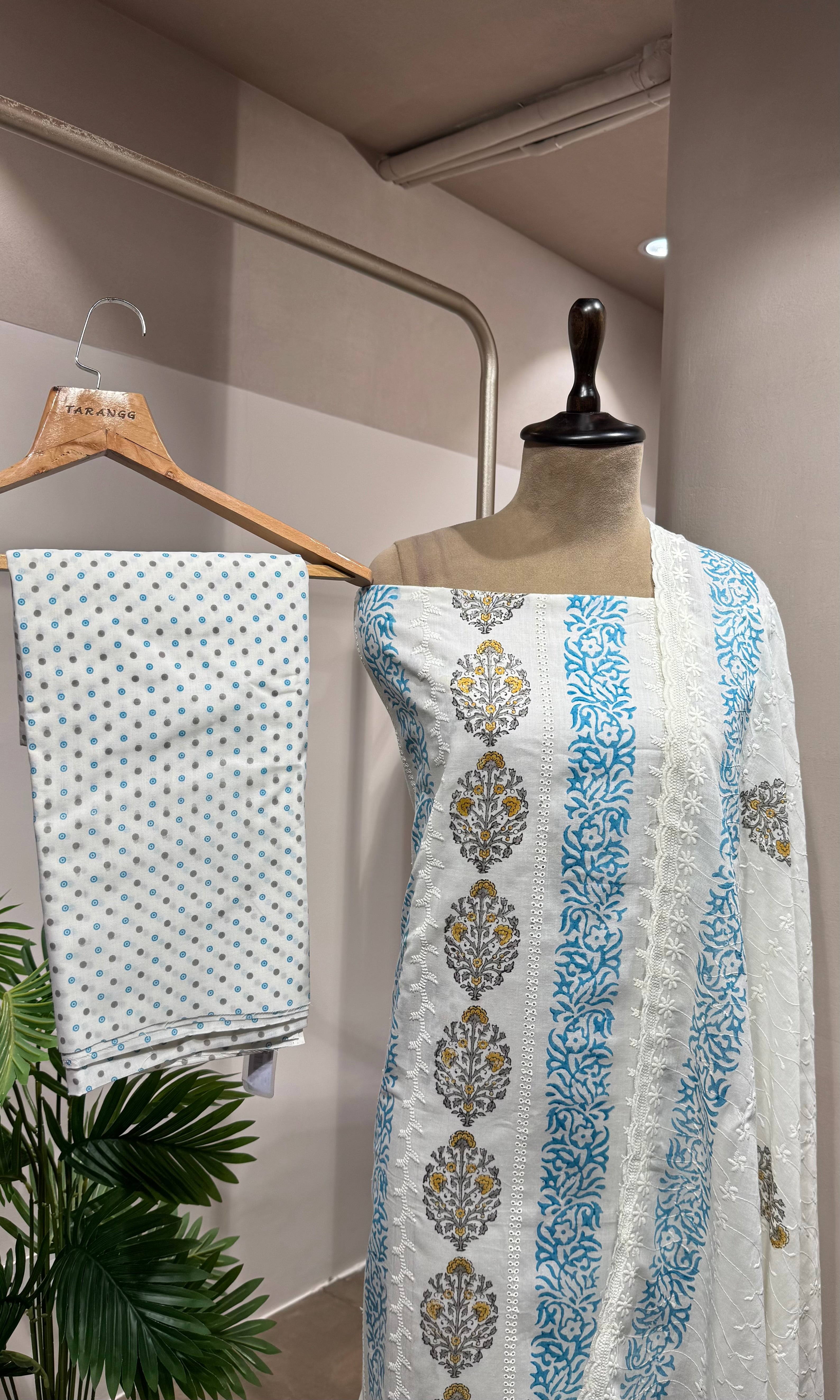Blue Floral Printed DRESS MATERIAL