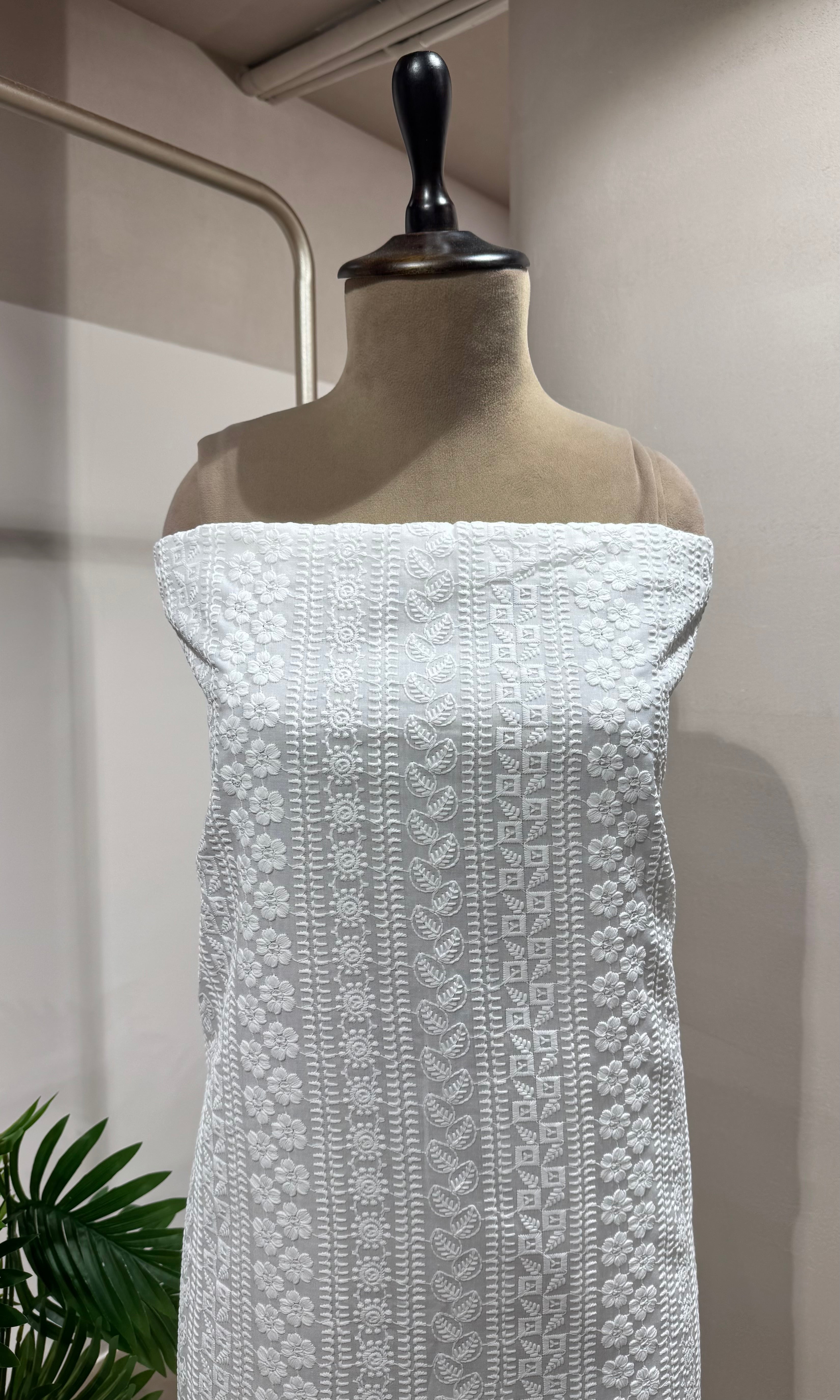 WHITE CHIKANKARI DRESS MATERIAL