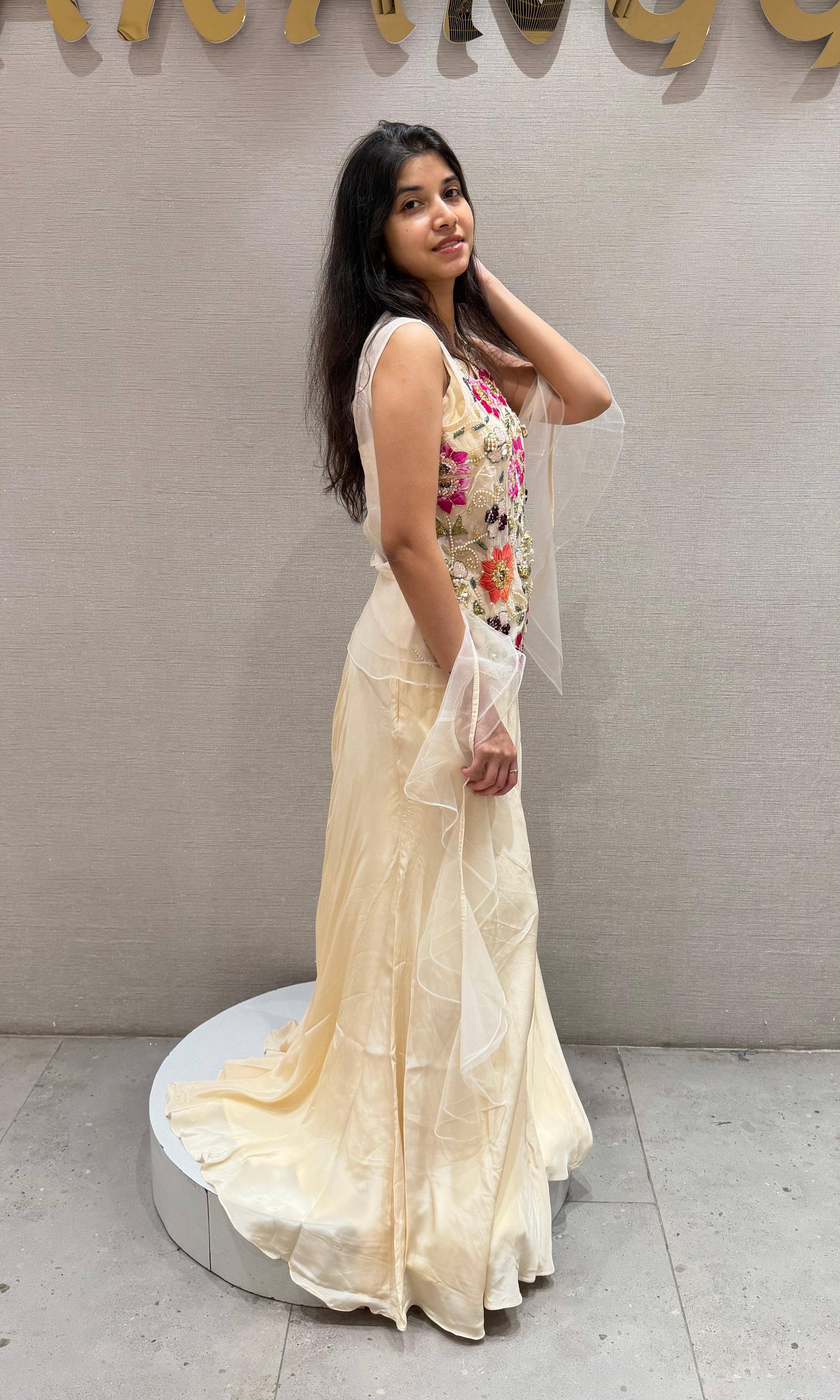 Ivory FLORAL EMBROIDERED PALAZZO SET