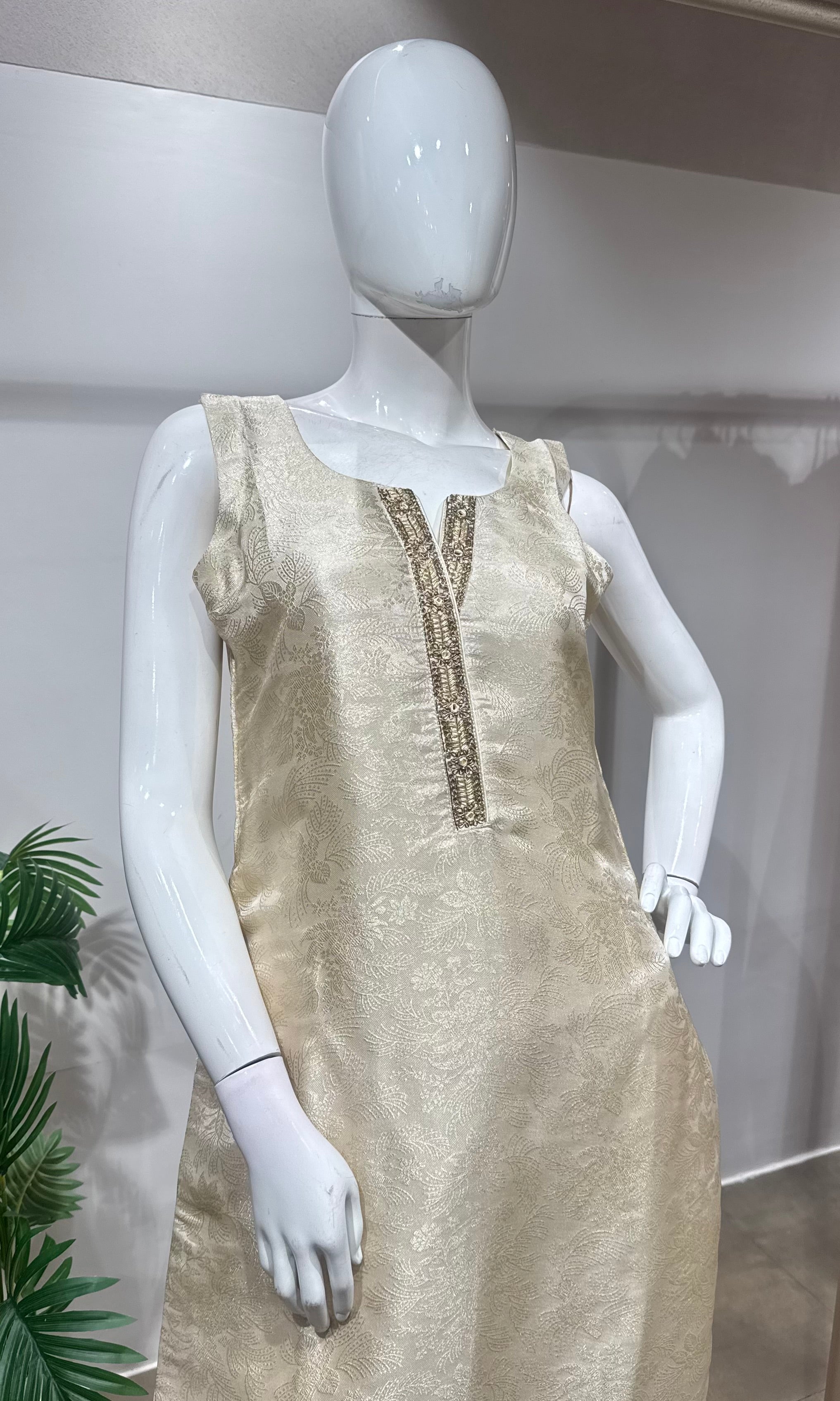 CREAM GOLDEN SHIMMER SILK KURTA SET