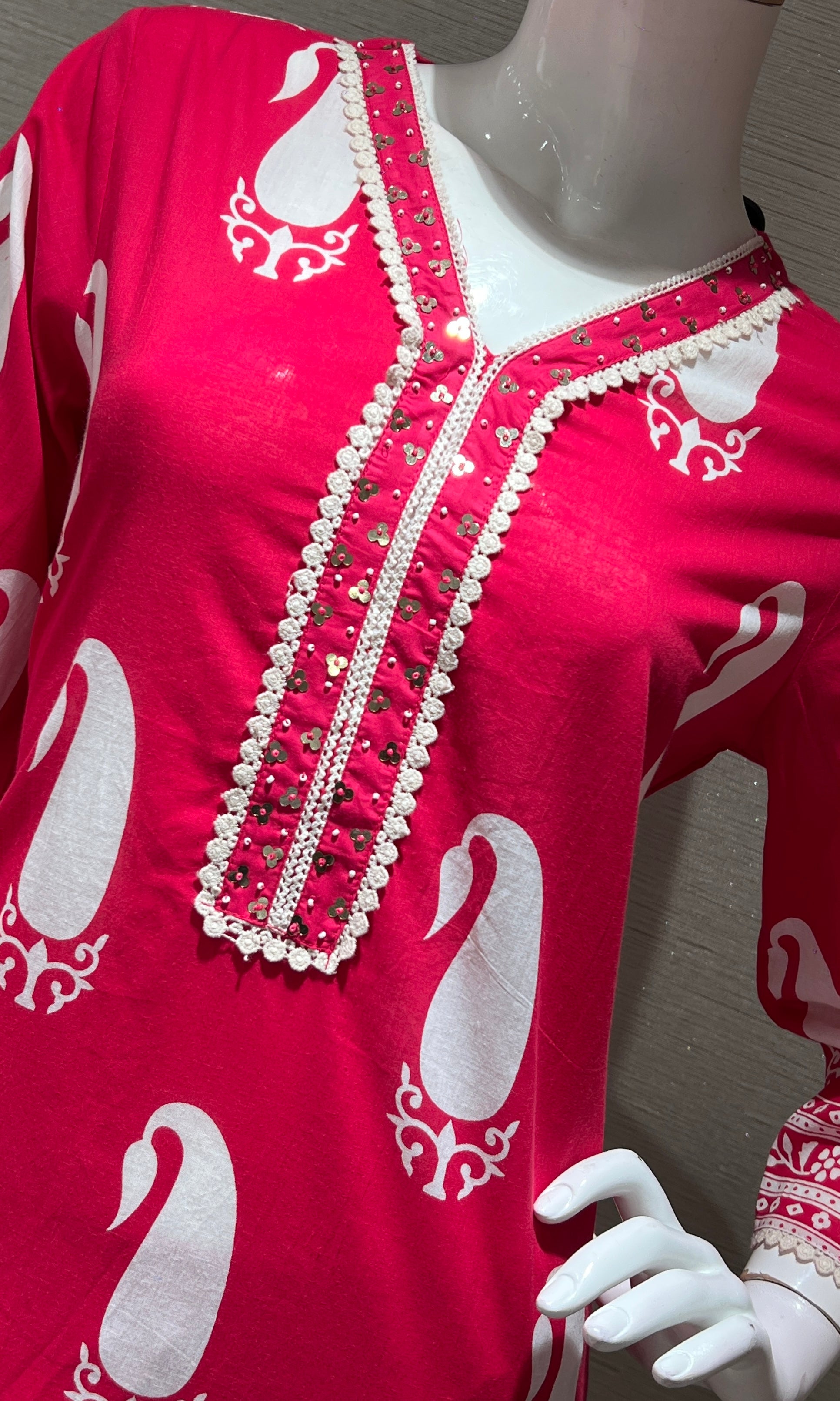 Rani pink PRINTED kurta set