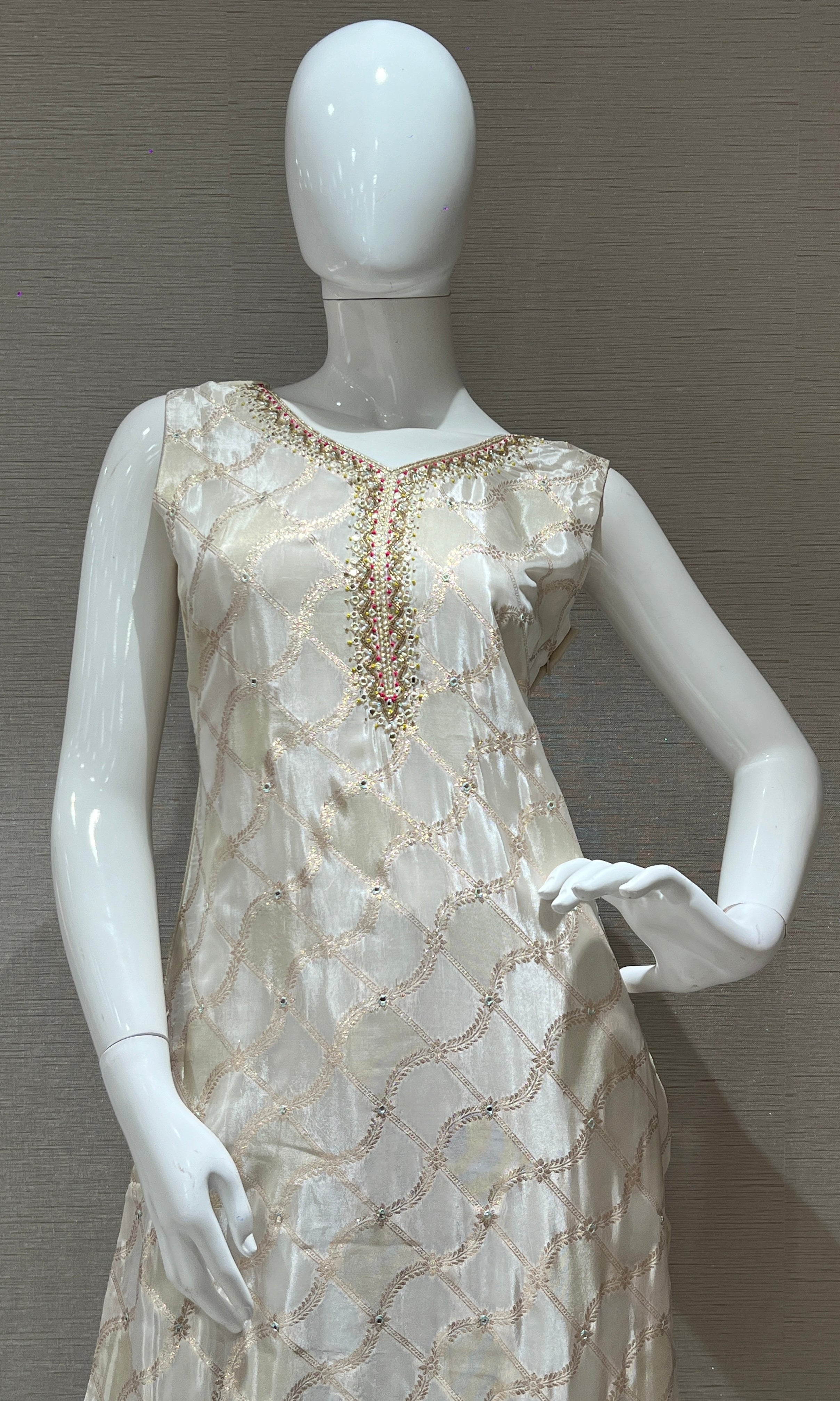 White shimmer kurta set