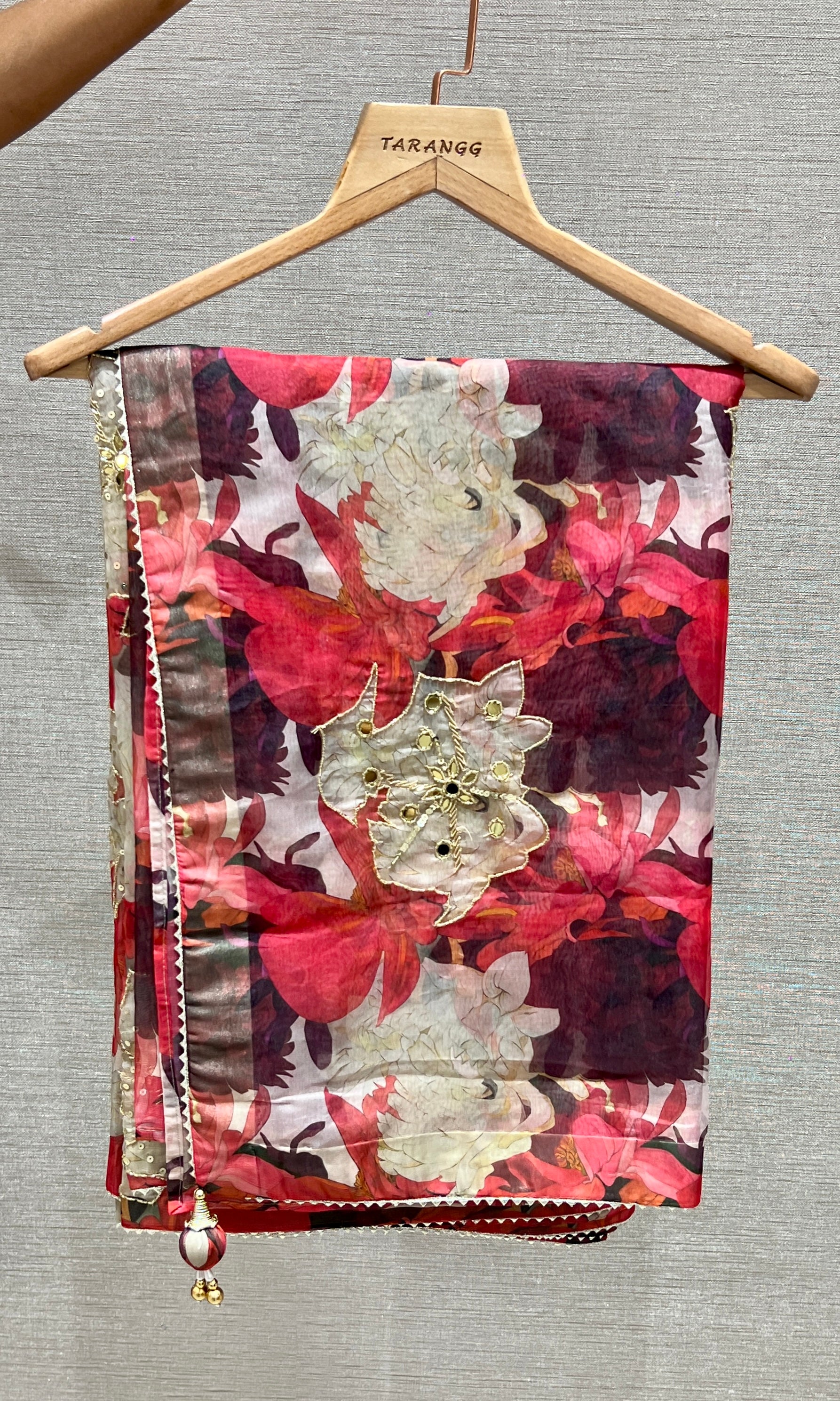 Multi colour floral saree with ready blouse