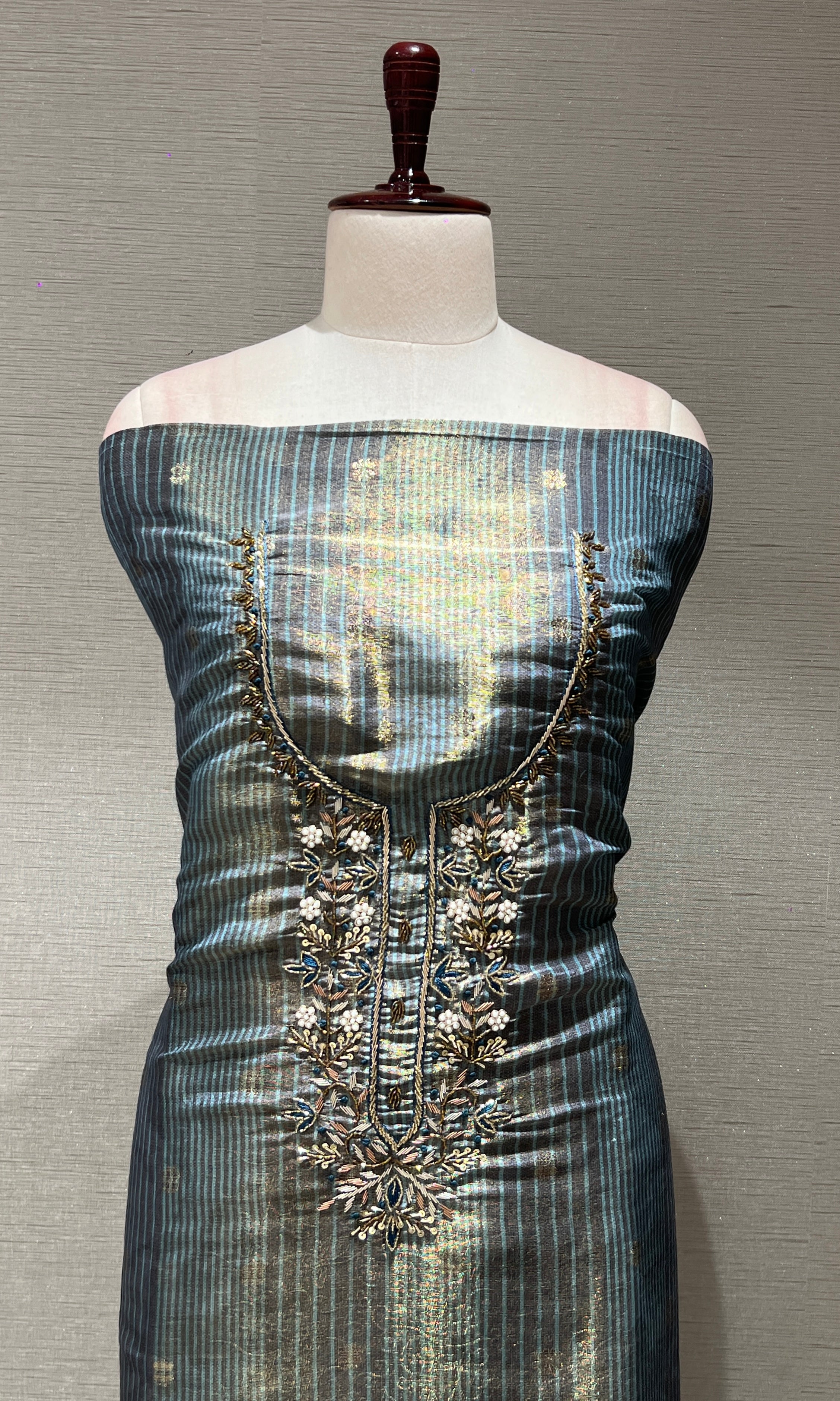 Navy blue floral dress material