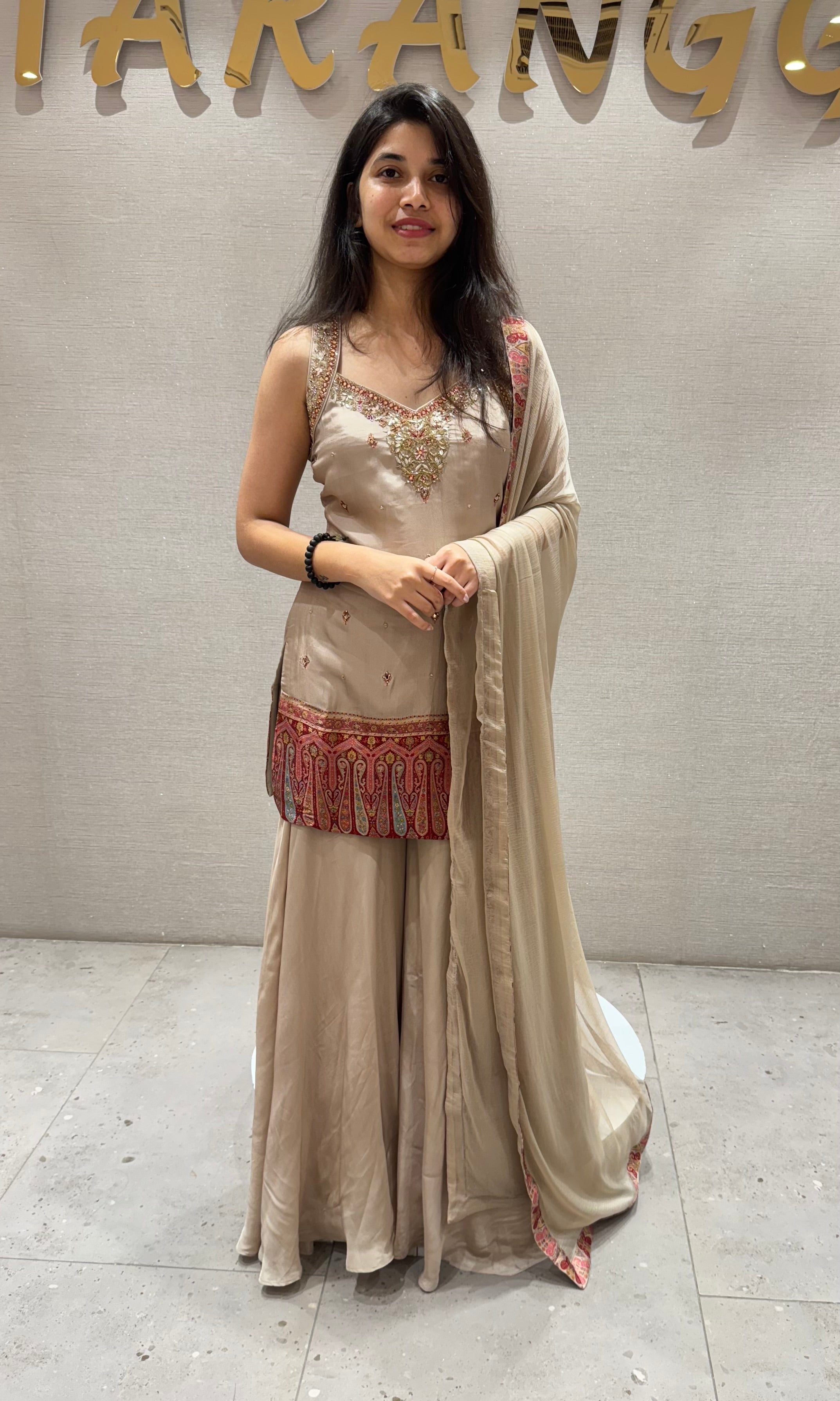 Cream EMBROIDERED SHARARA SET