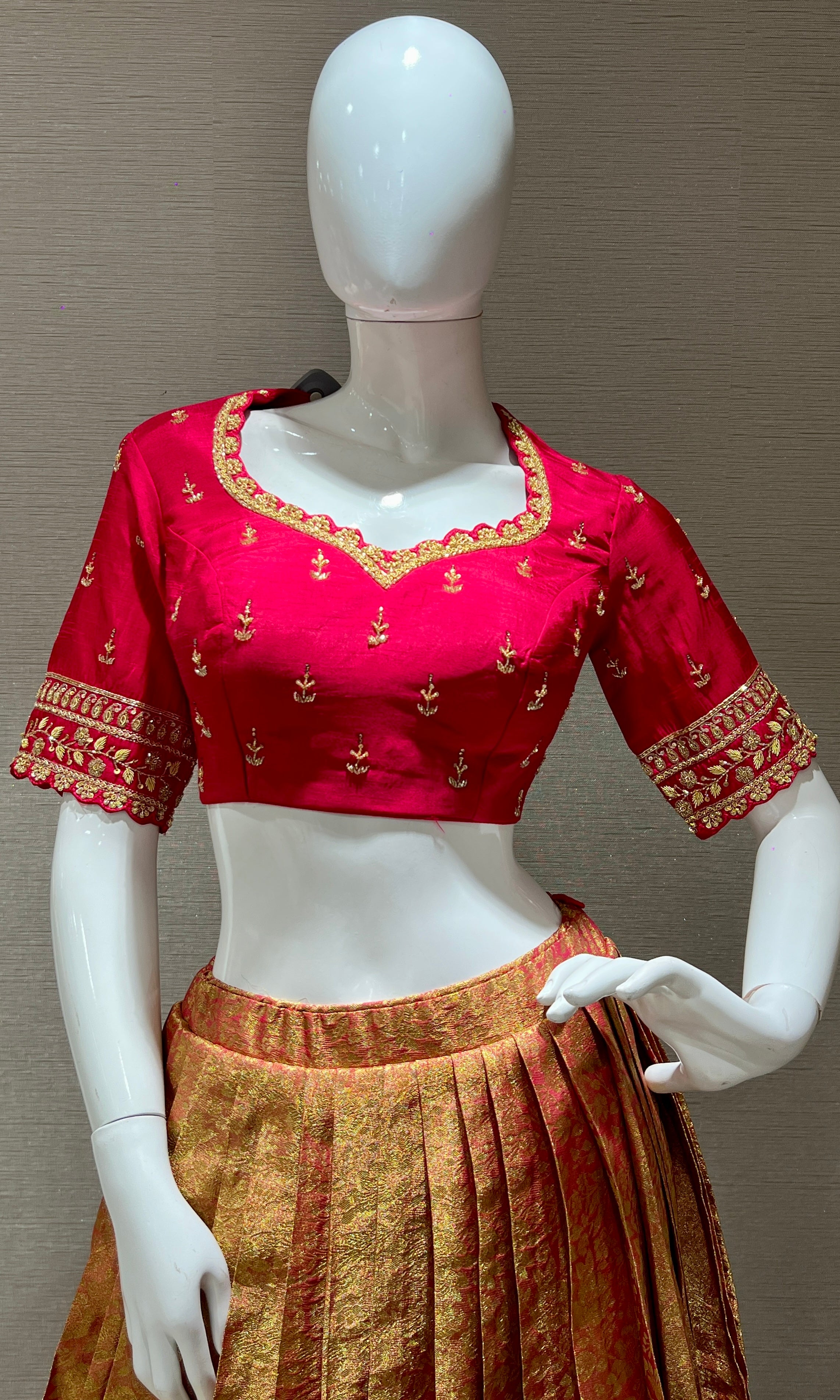 Banarasi Beauty – Red & Gold Traditional Lehenga Set