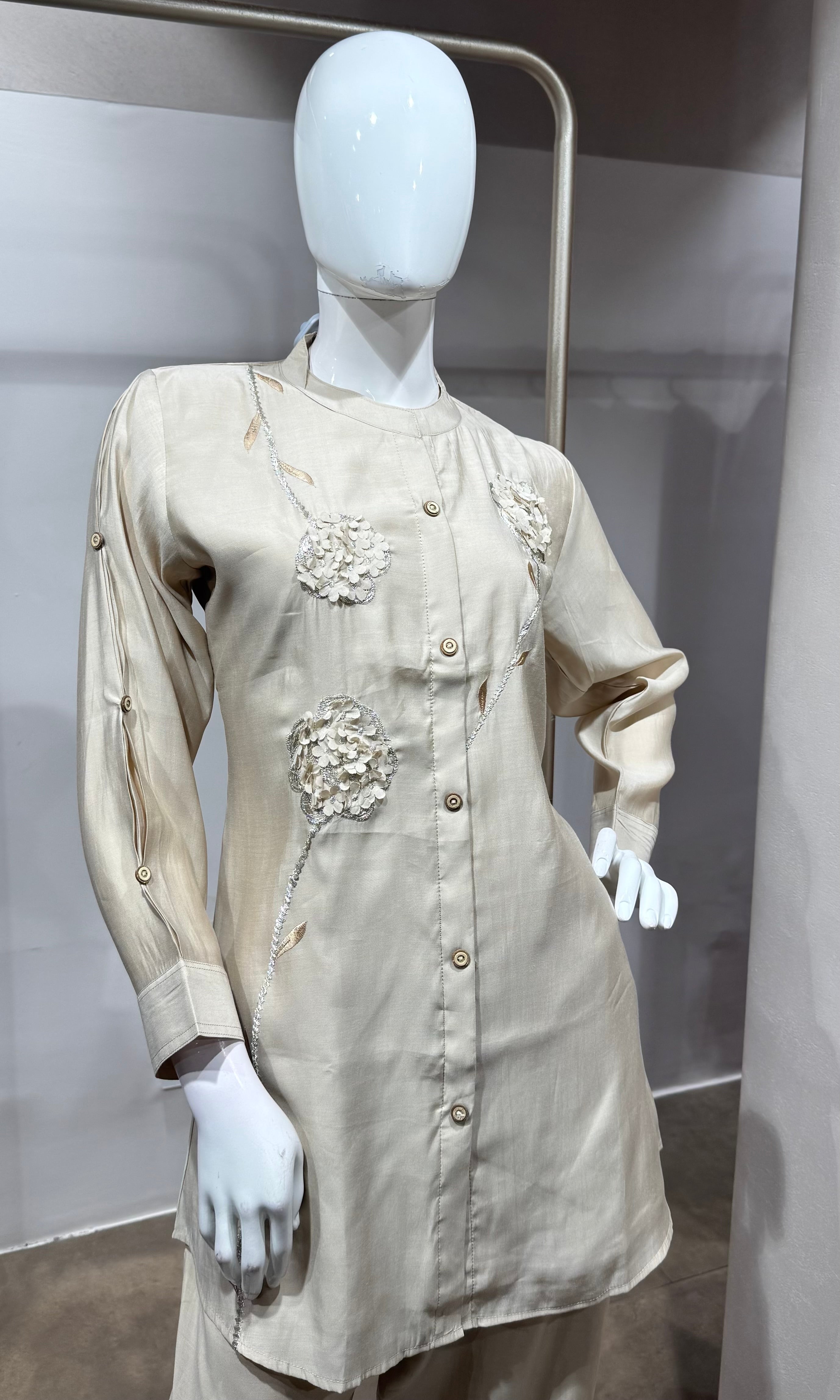 BEAGH Embroidered Linen Blend Cord Set