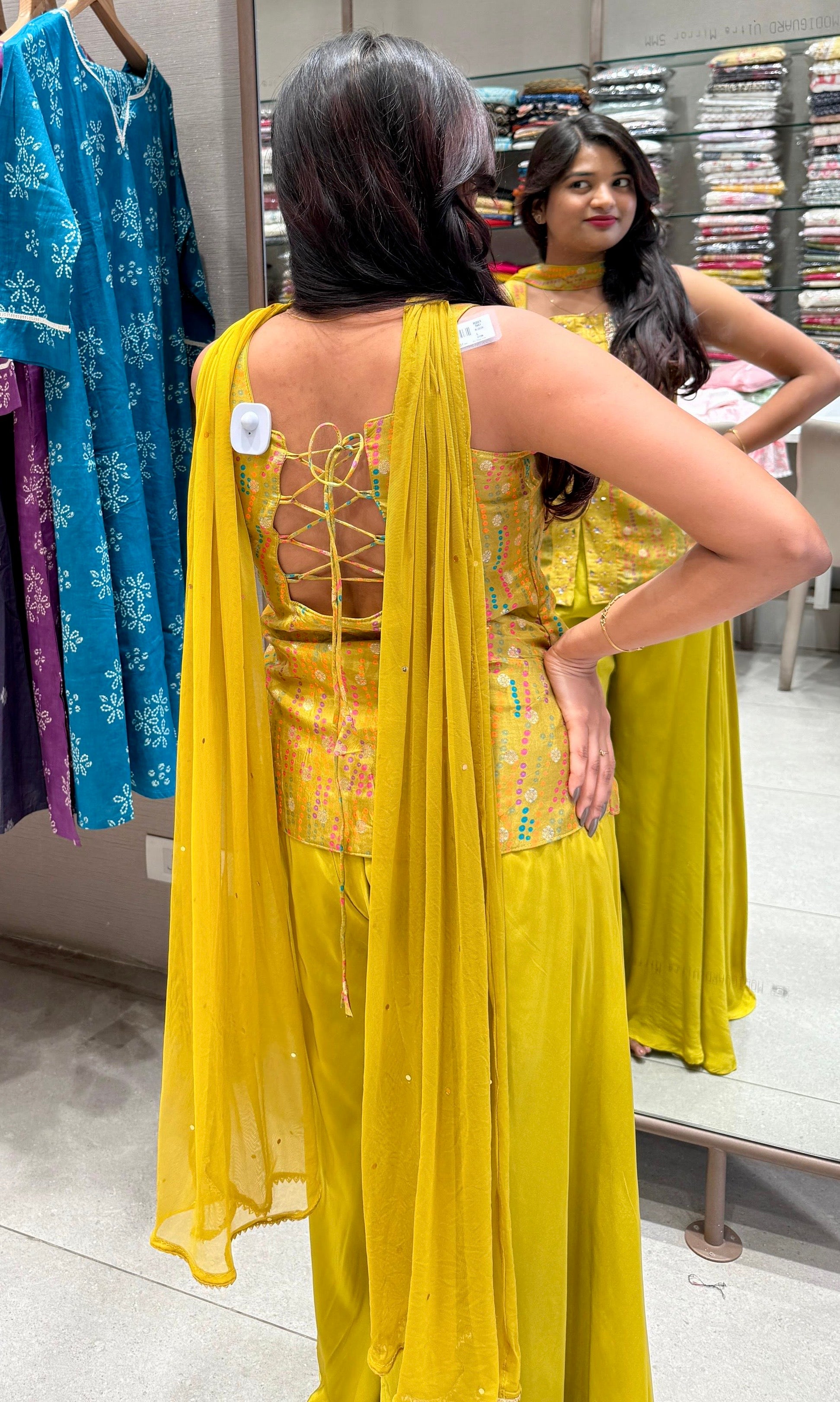 Mehandi green embroidered palazzo set