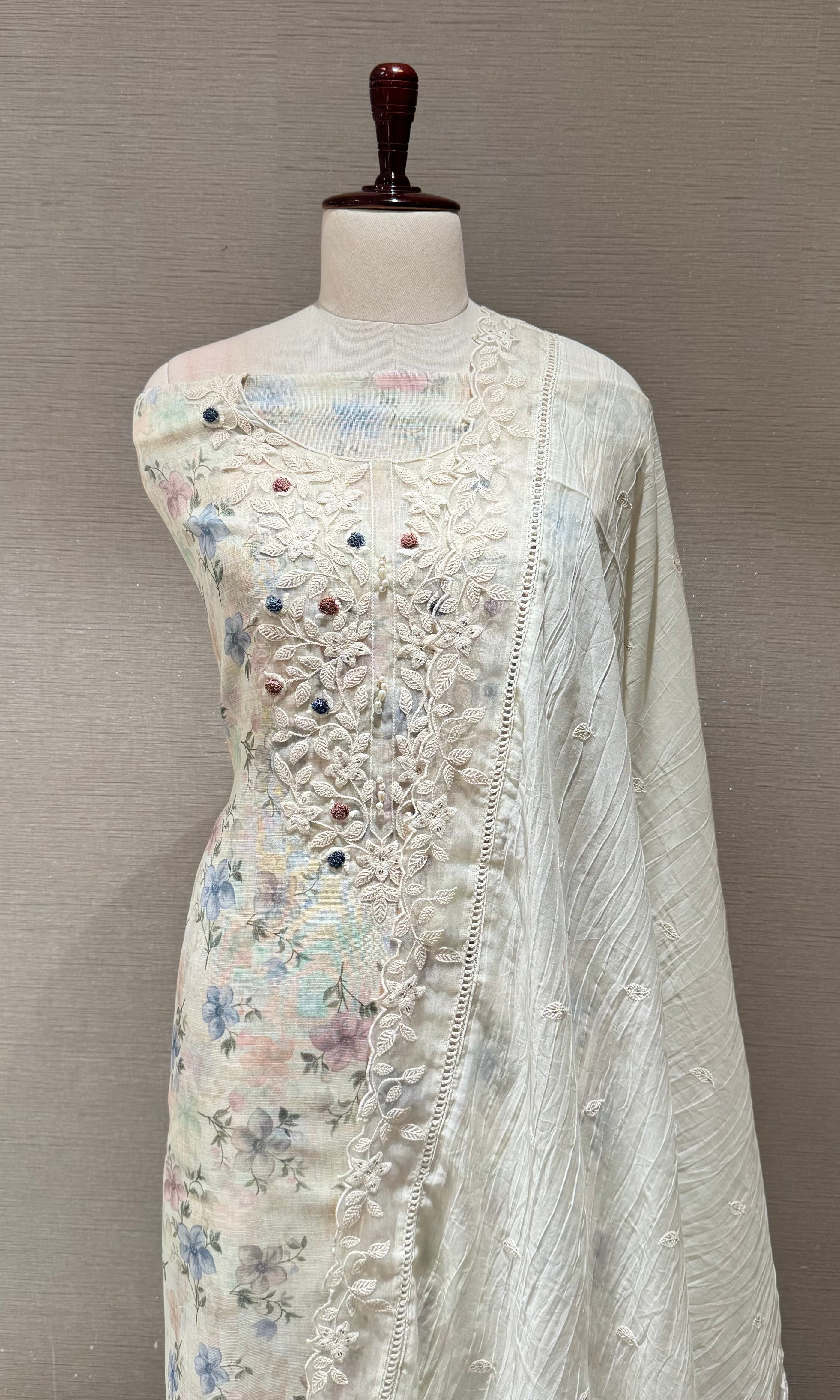 Pista green Chinkankari dress material