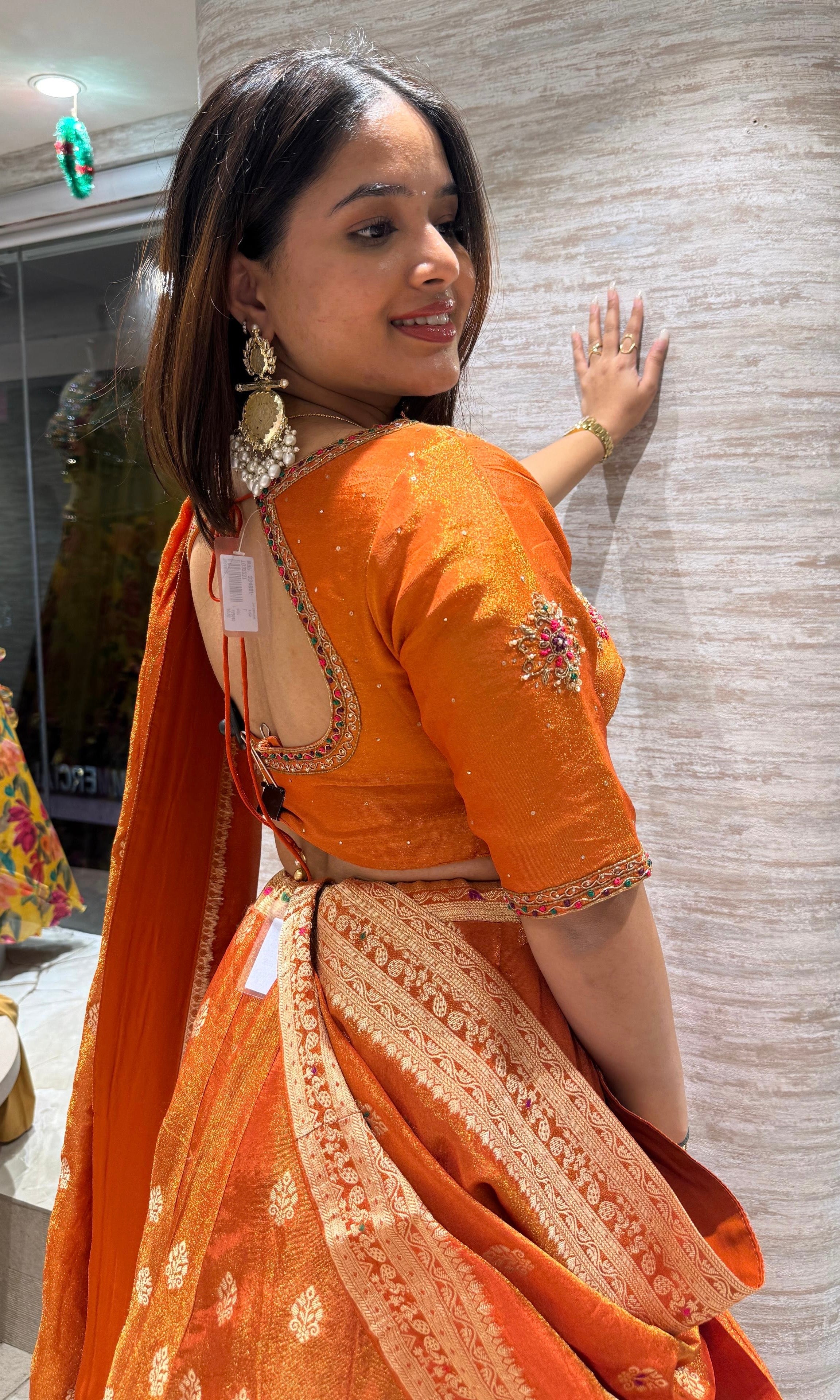 Rust Golden BANARASI EMBROIDERED Lehenga