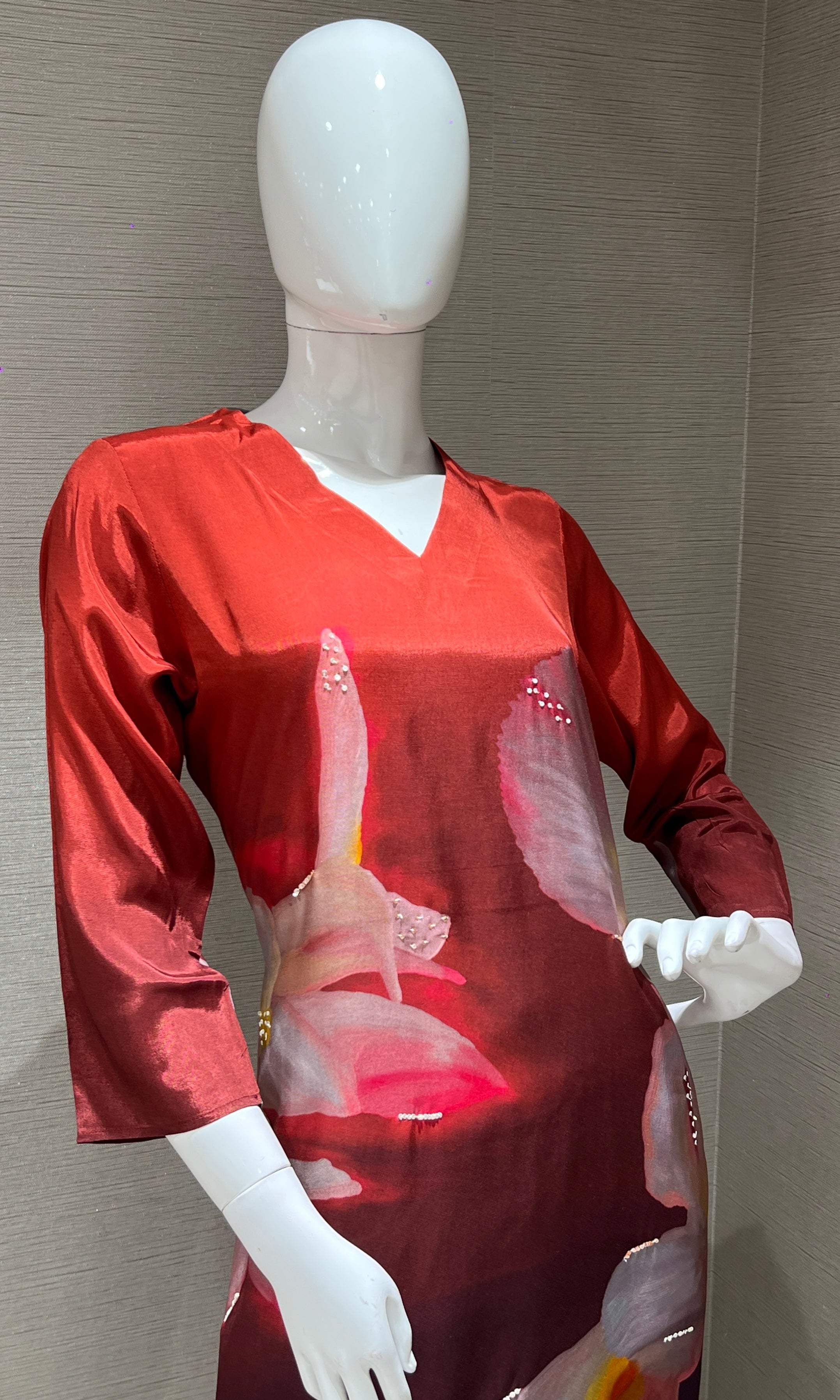 Rust Floral Print Cord Set