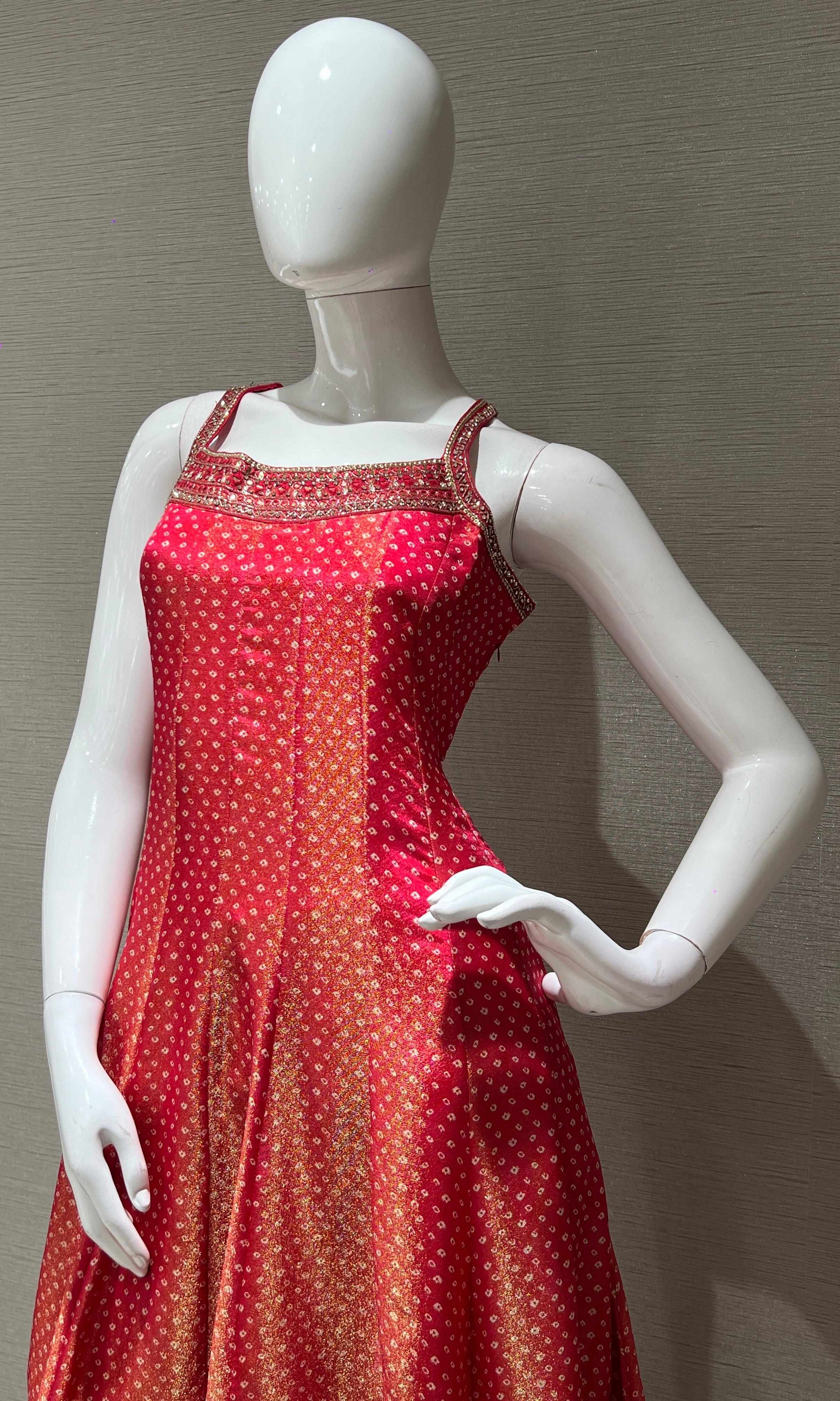 Red Embroidered Sharara Set with Golden Stripes Dupatta