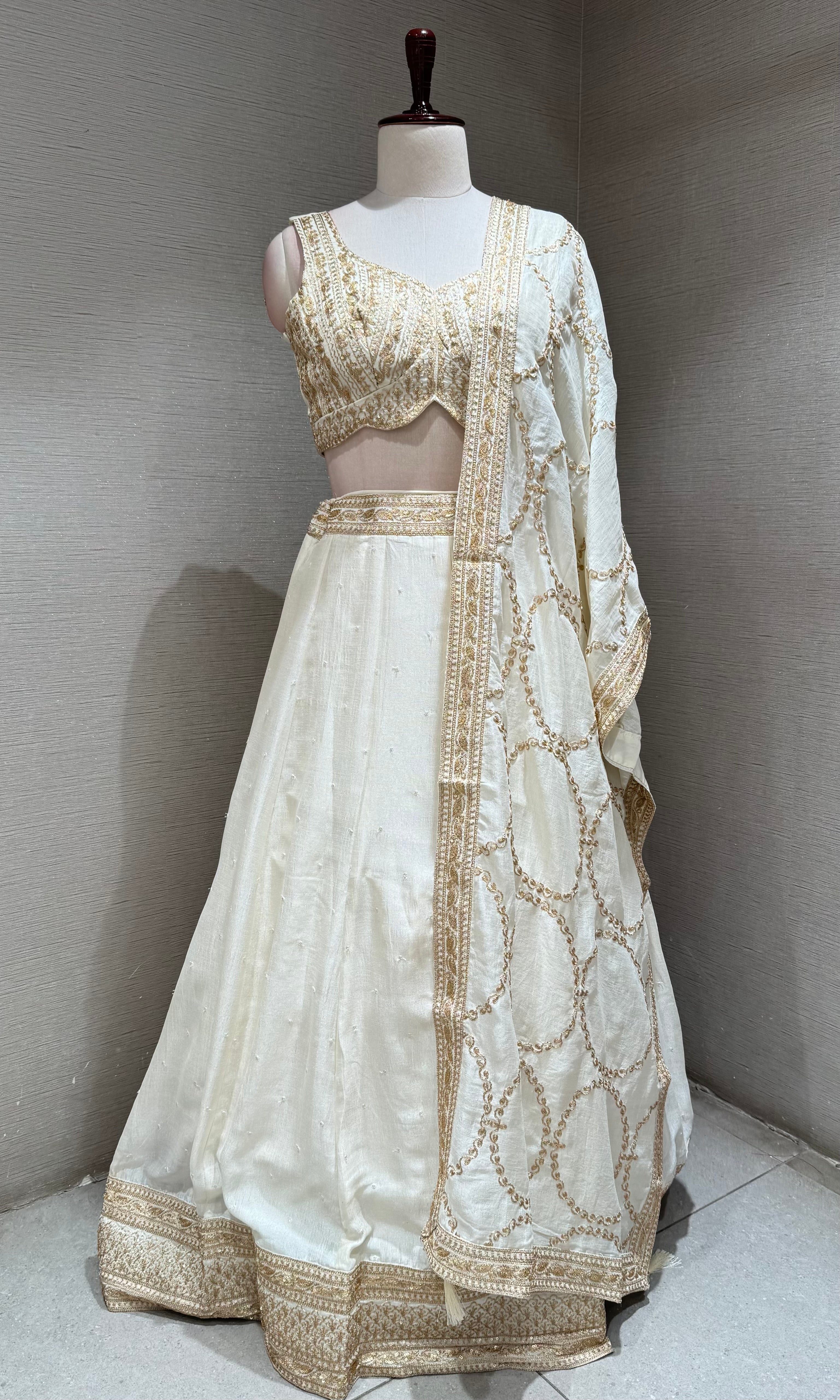 Classic Cream Gold Flared Lehenga