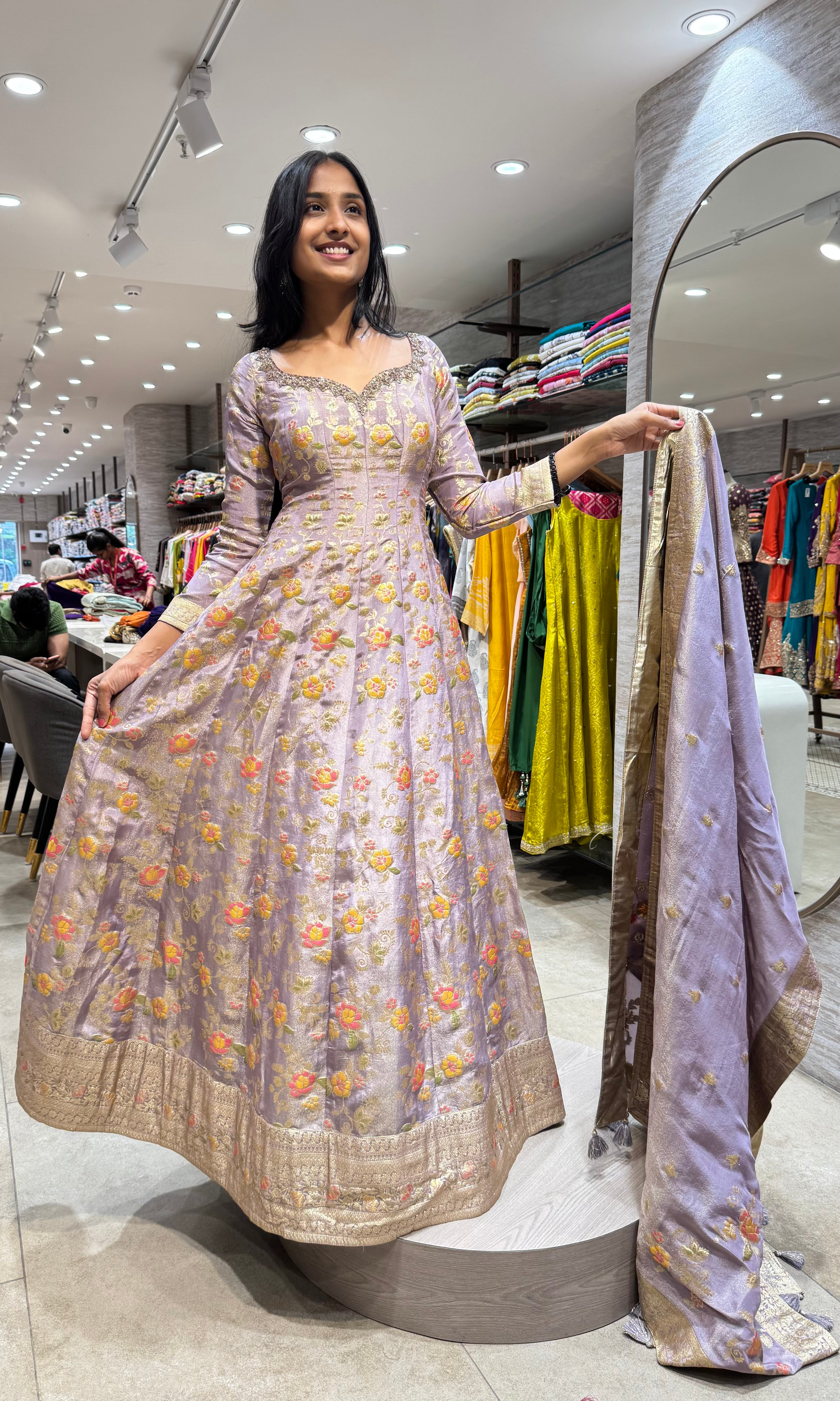 LILAC FLORAL EMBROIDERED ANARKALI SET
