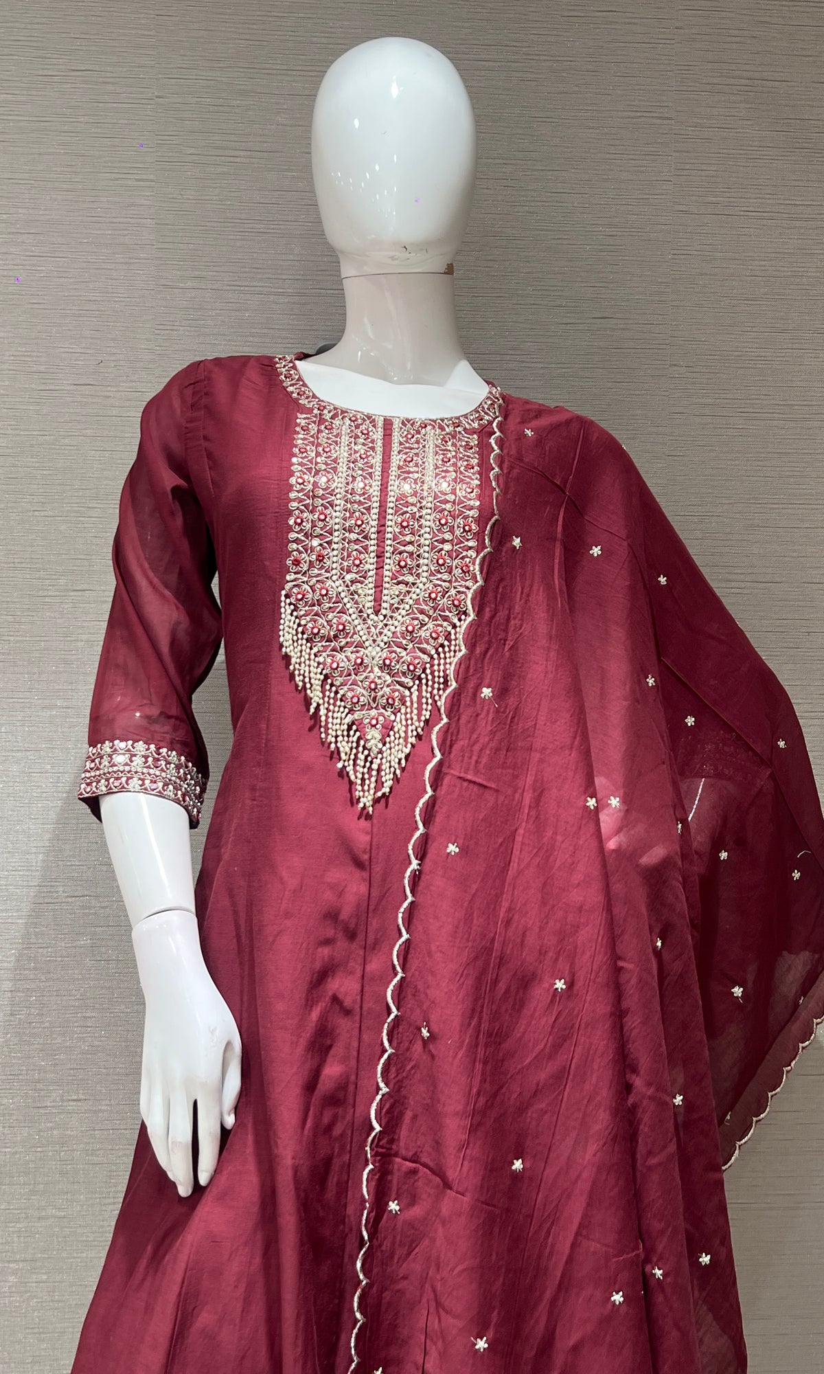 Maroon Anarkali KURTA SET