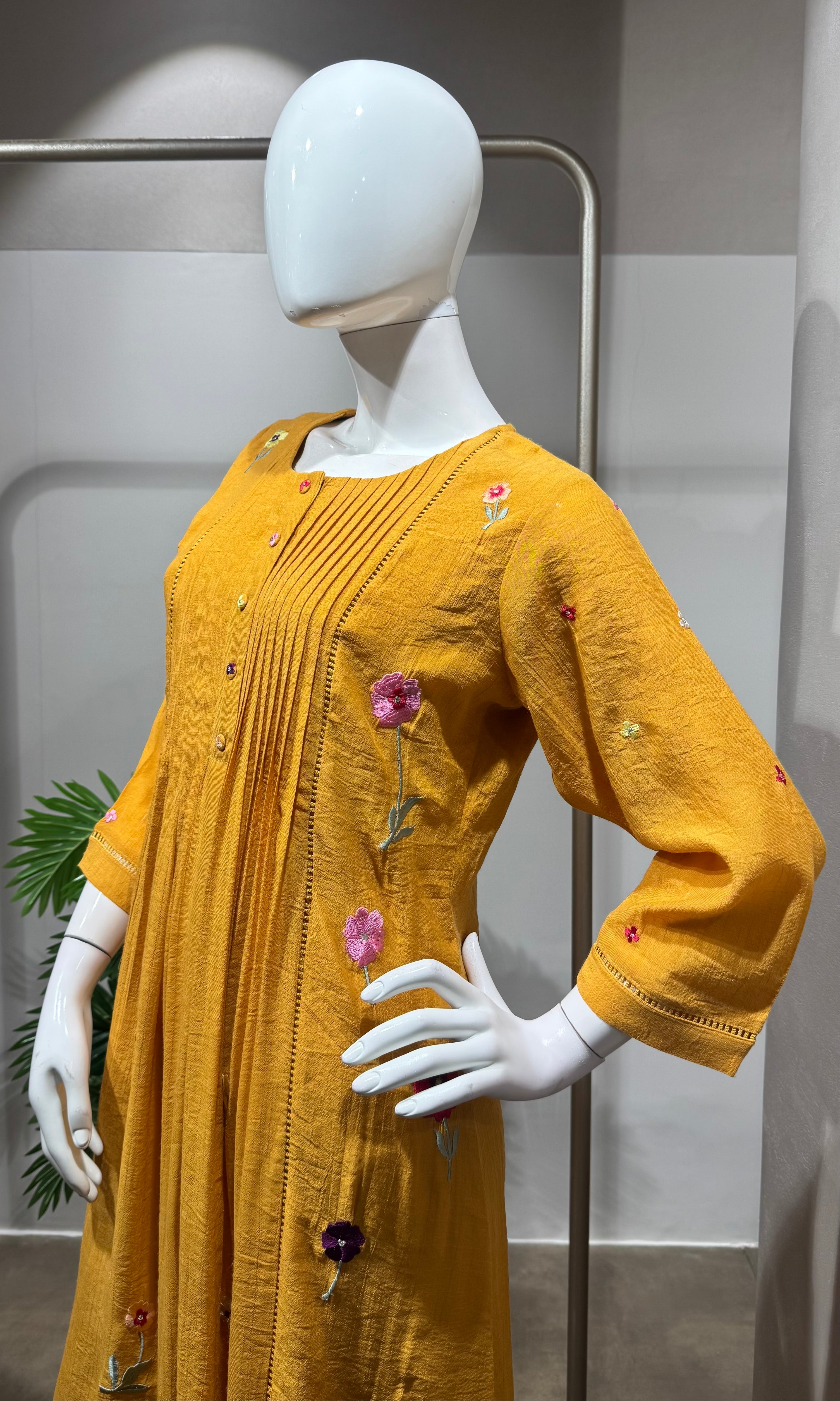 Yellow Embroidered Ethnic KURTA