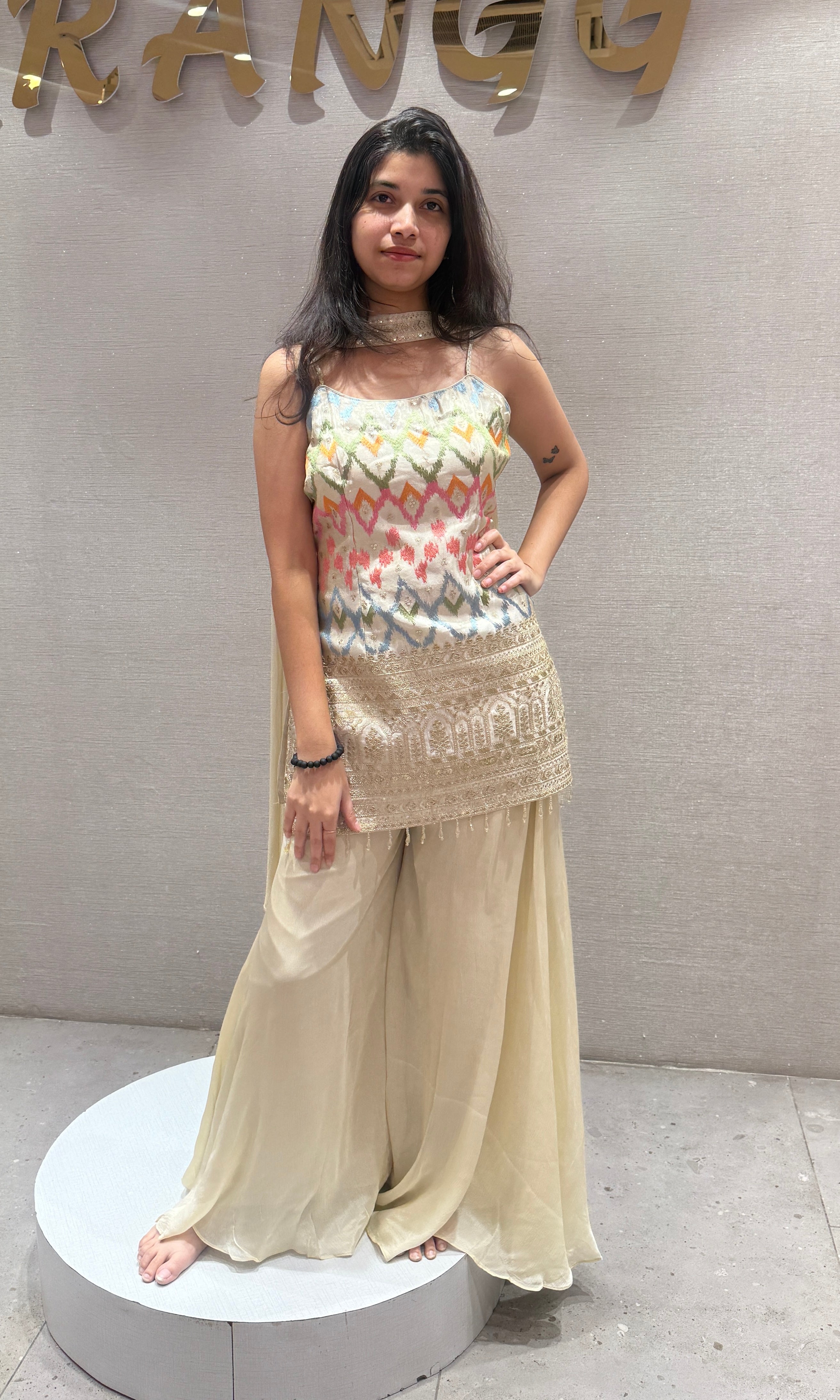 CREAM Multicolour EMBROIDERED Sharara Set