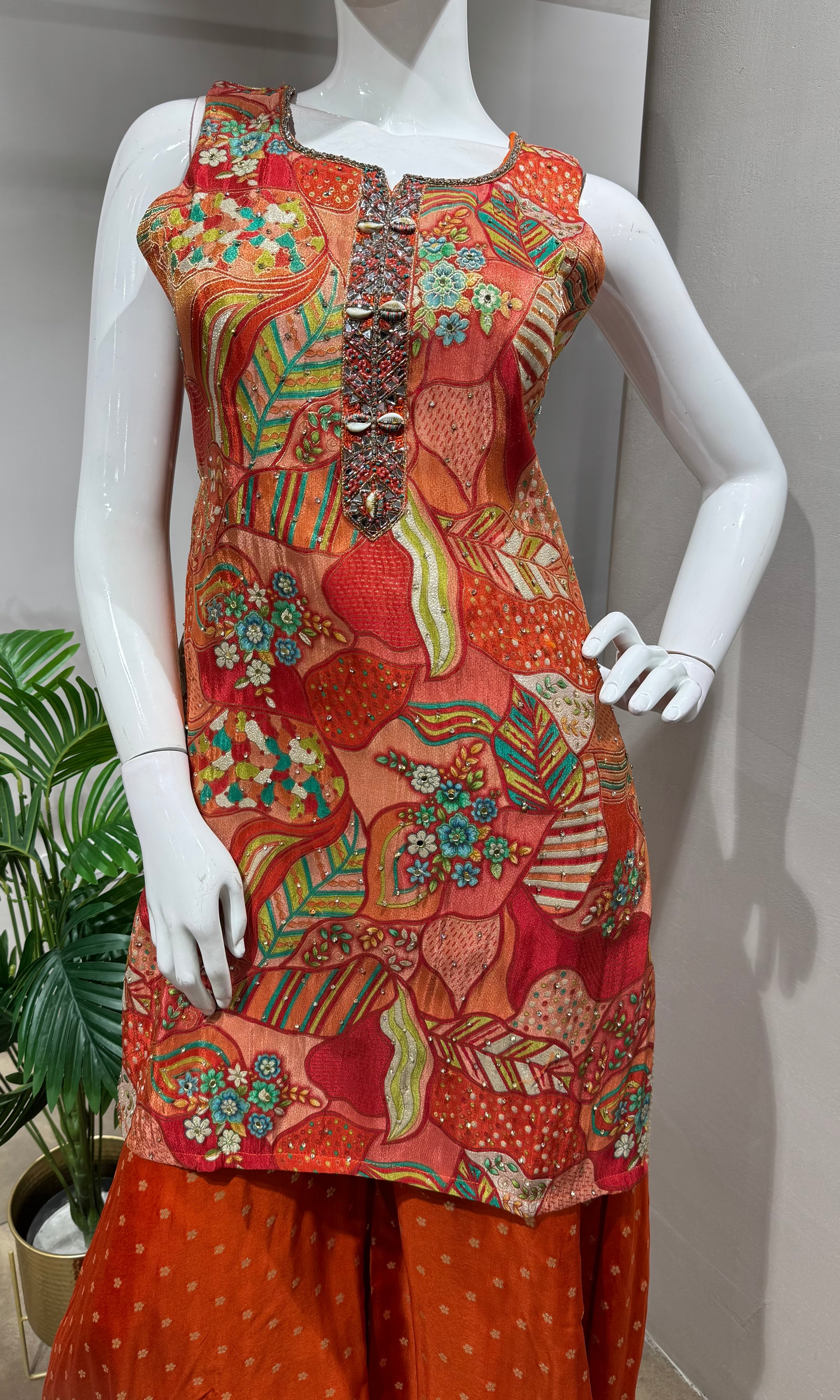 RUST Floral Printed sharara set