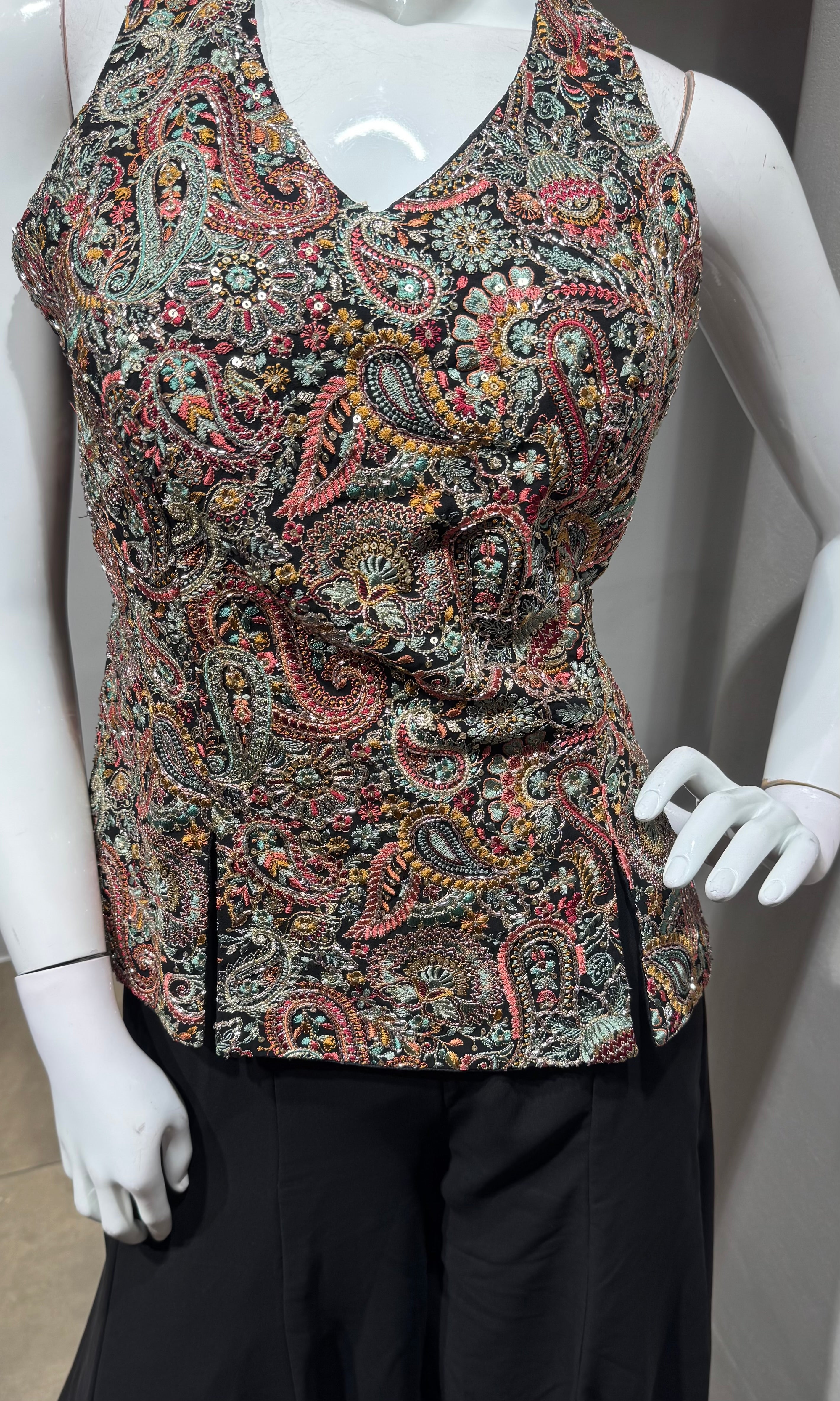 Black Embroidered Festive wear Palazzo Set