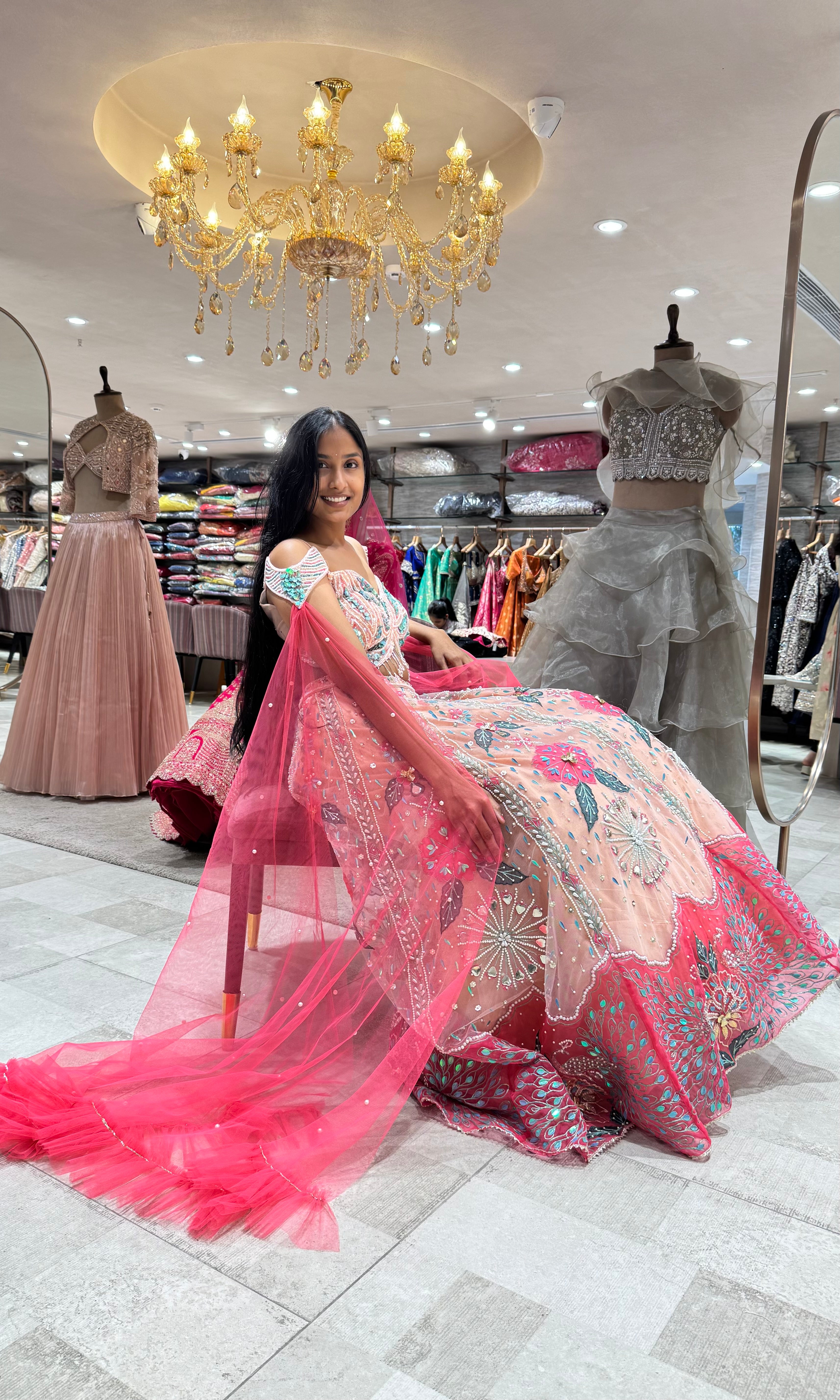 Peach BLOSSOM EMBROIDERED LEHENGA
