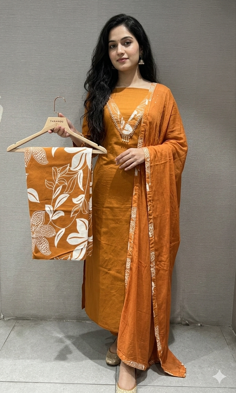 orange dress material Elegant orange dress chiffon fabric with slit  Zayna Dresses