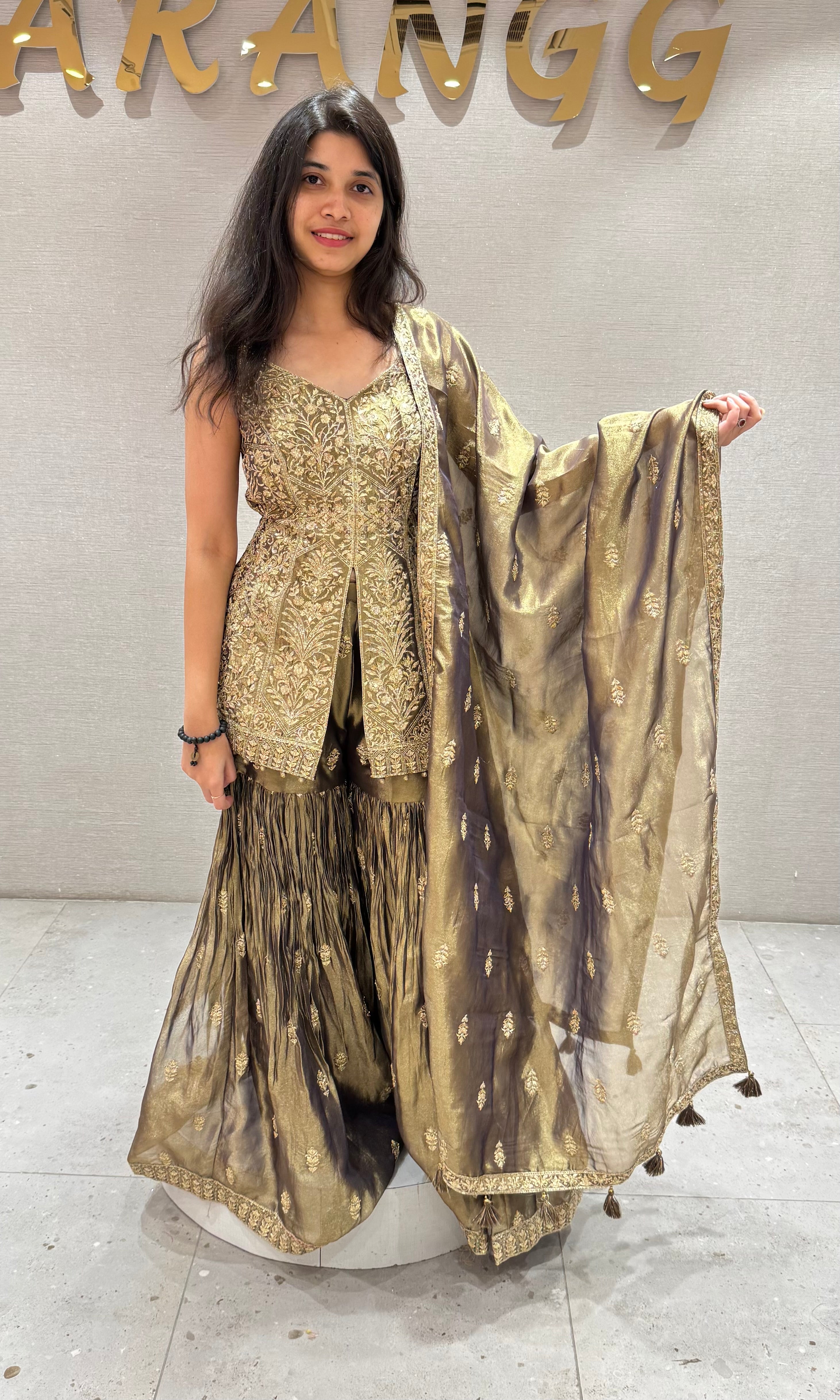 COPPER GOLD SHARARA SET