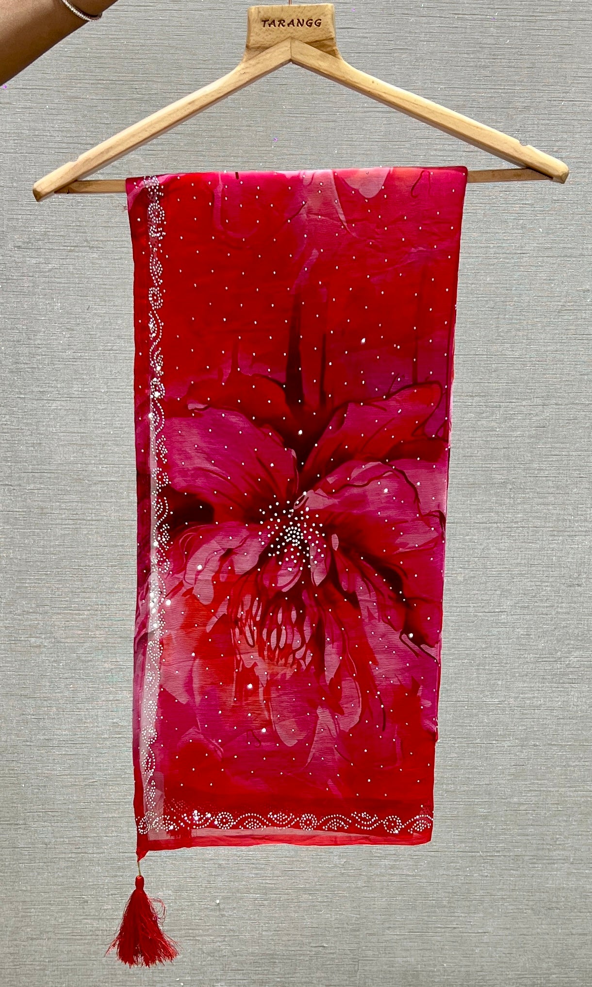 Crimson Blossom Saree