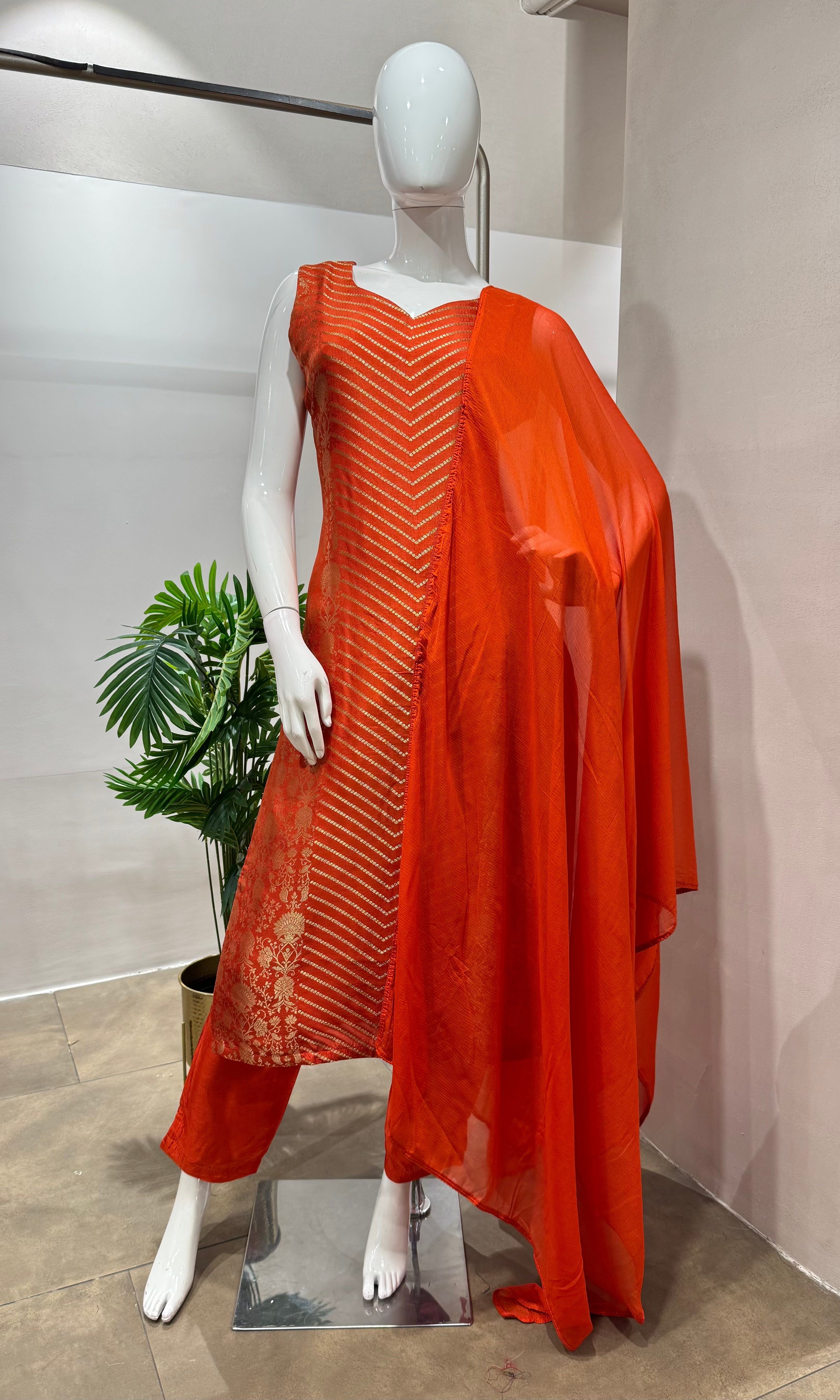 Orange EMBROIDERED KURTA SET
