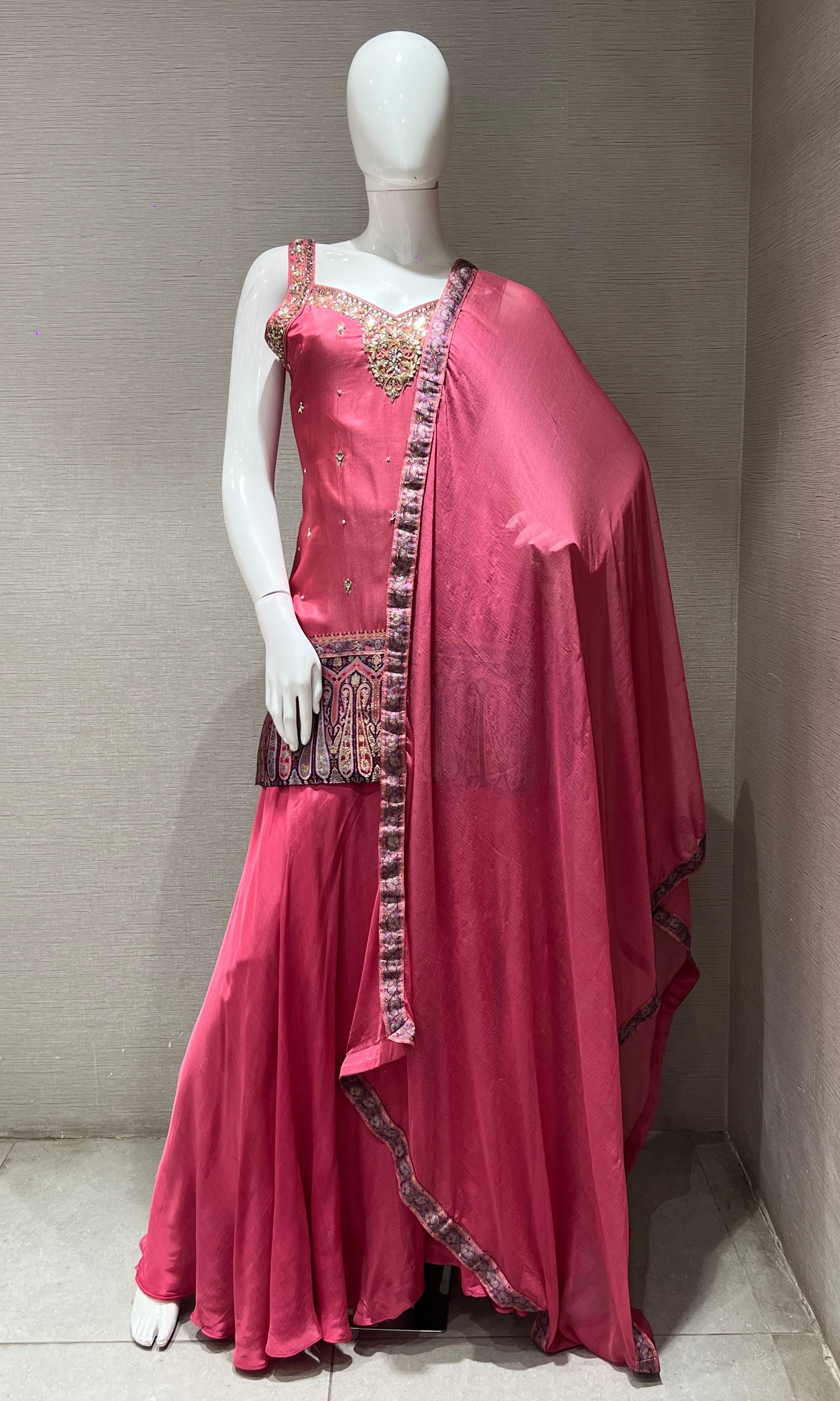 Pink EMBELLISHED SHARARA SET