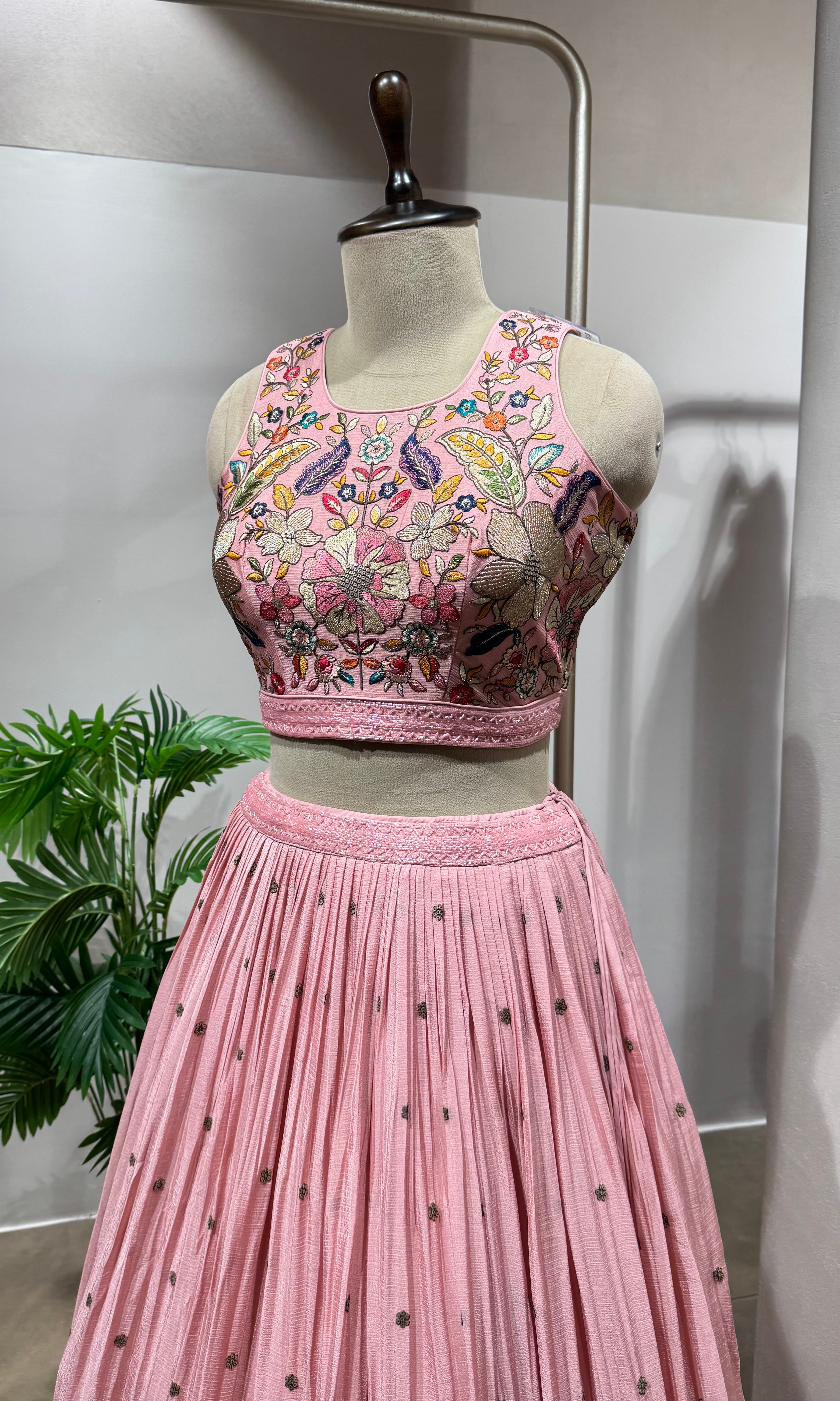 Blush Pink Lehenga Set with Embroidered BLOUSE