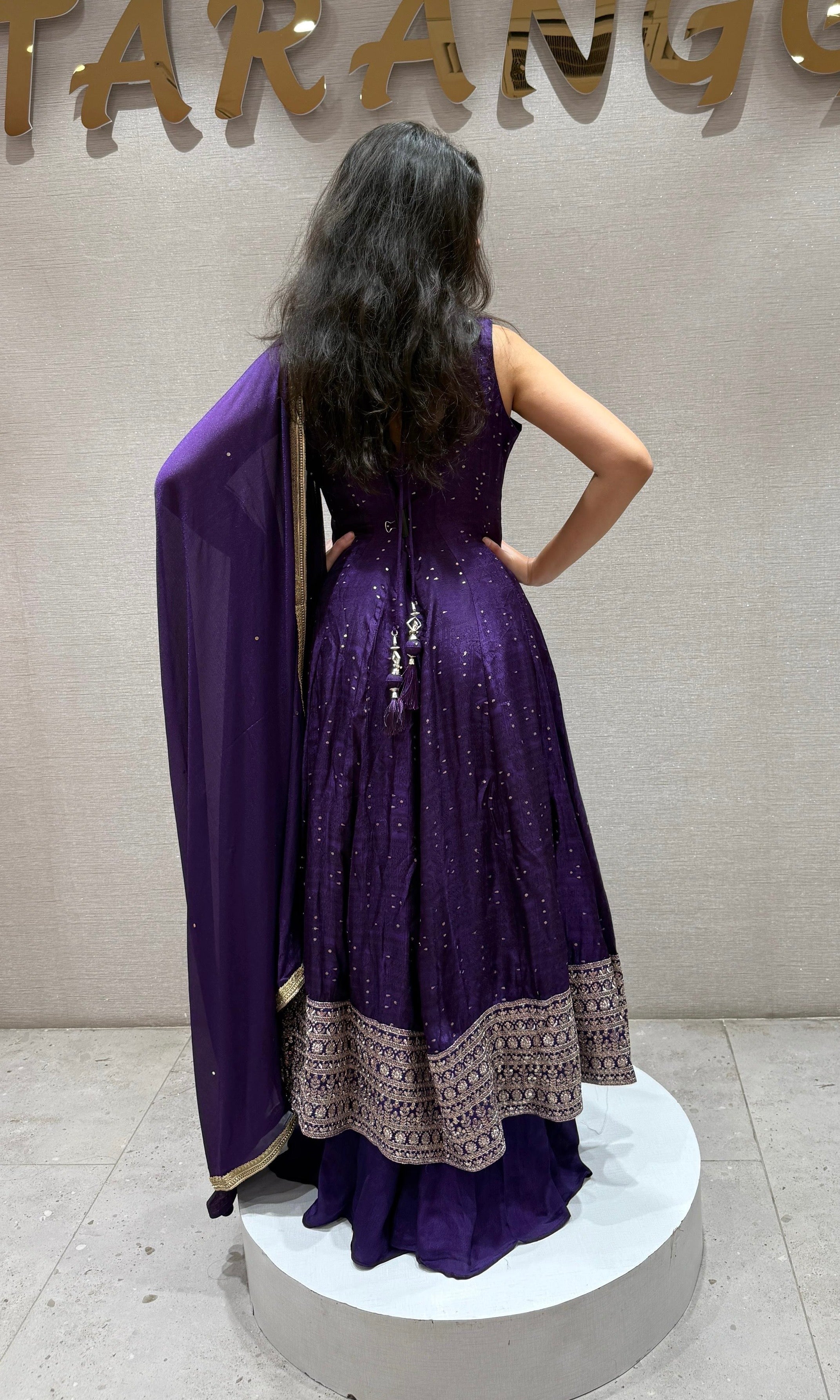Purple Front Slit Anarkali kurta Set