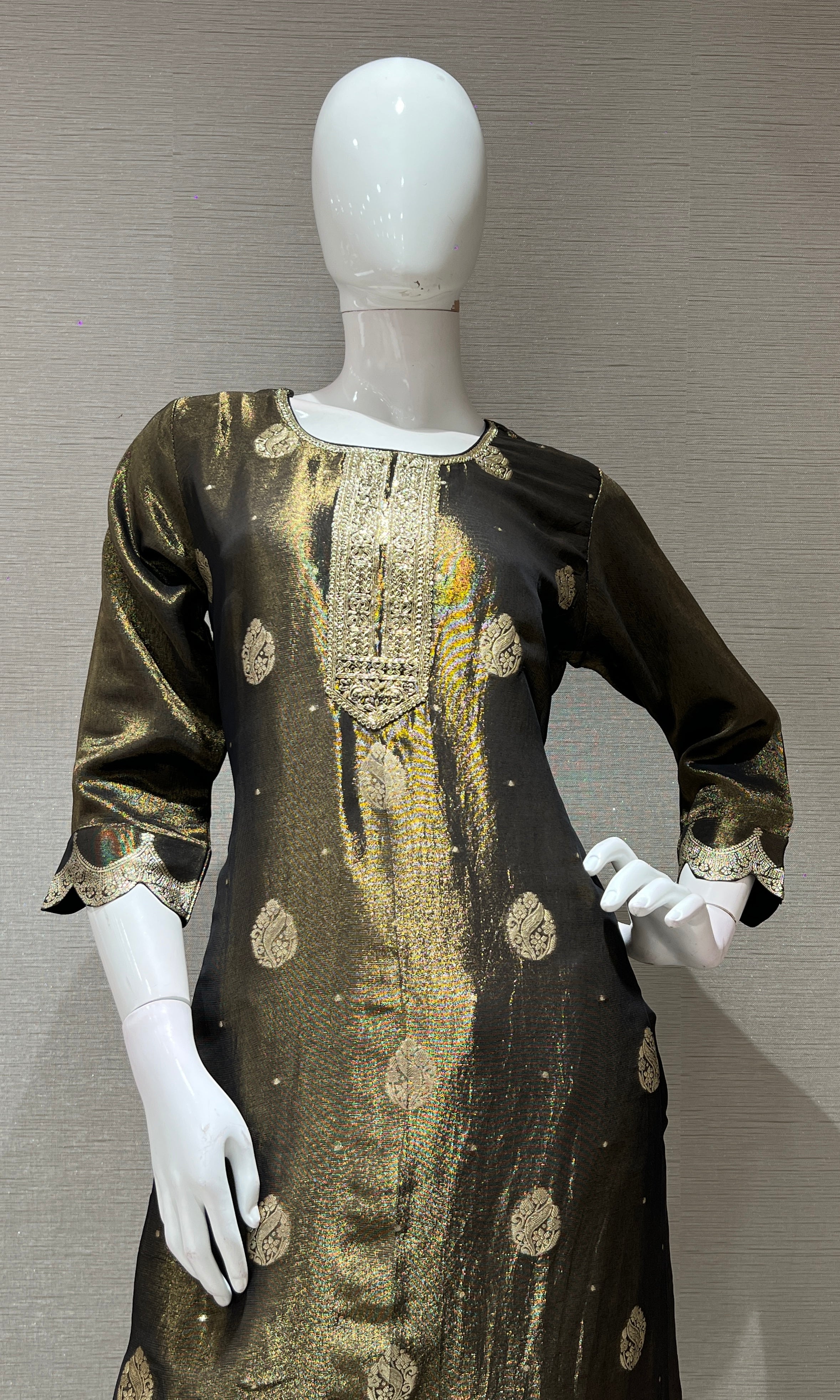B golden kurta set with palazzo pants