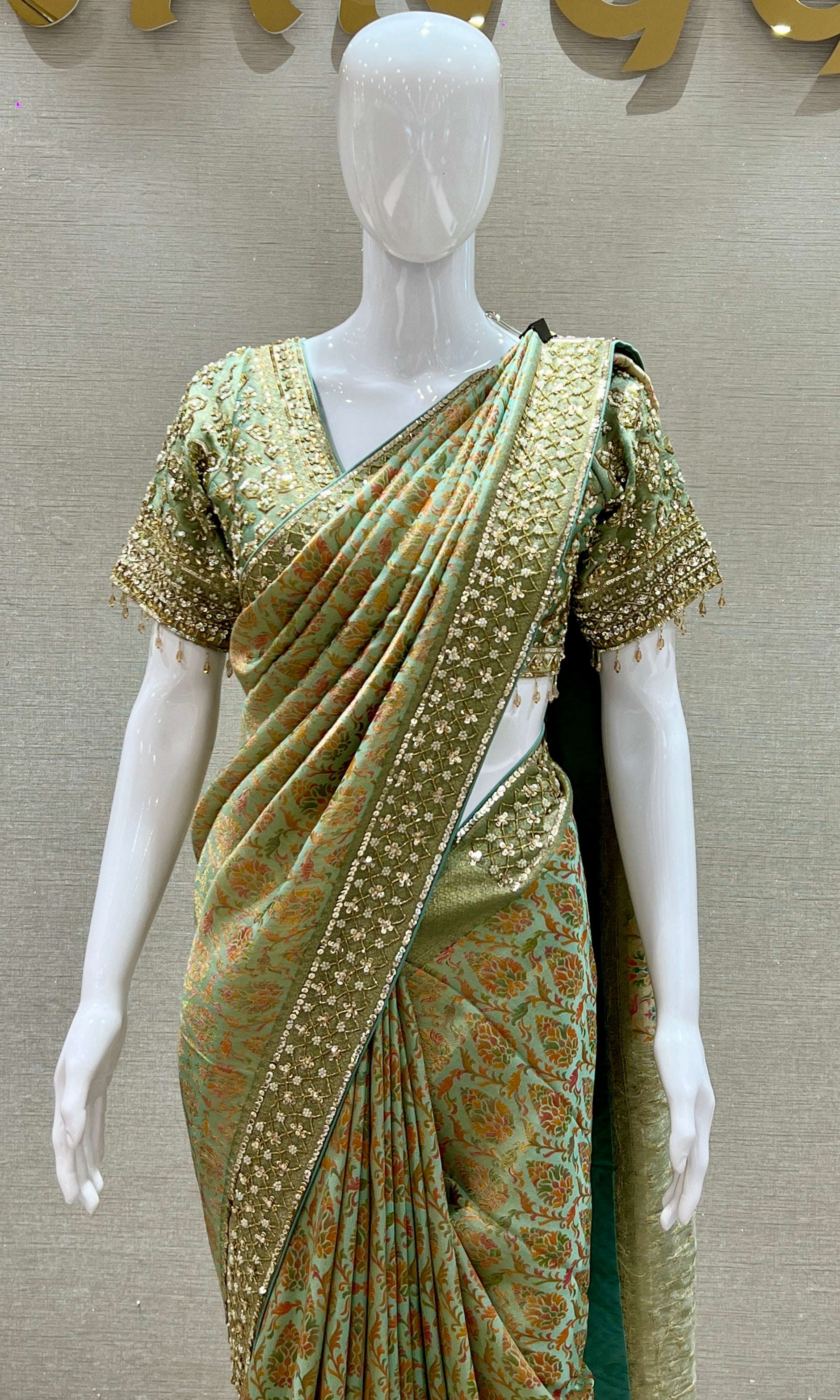 Sage Green Traditional Banarasi Saree